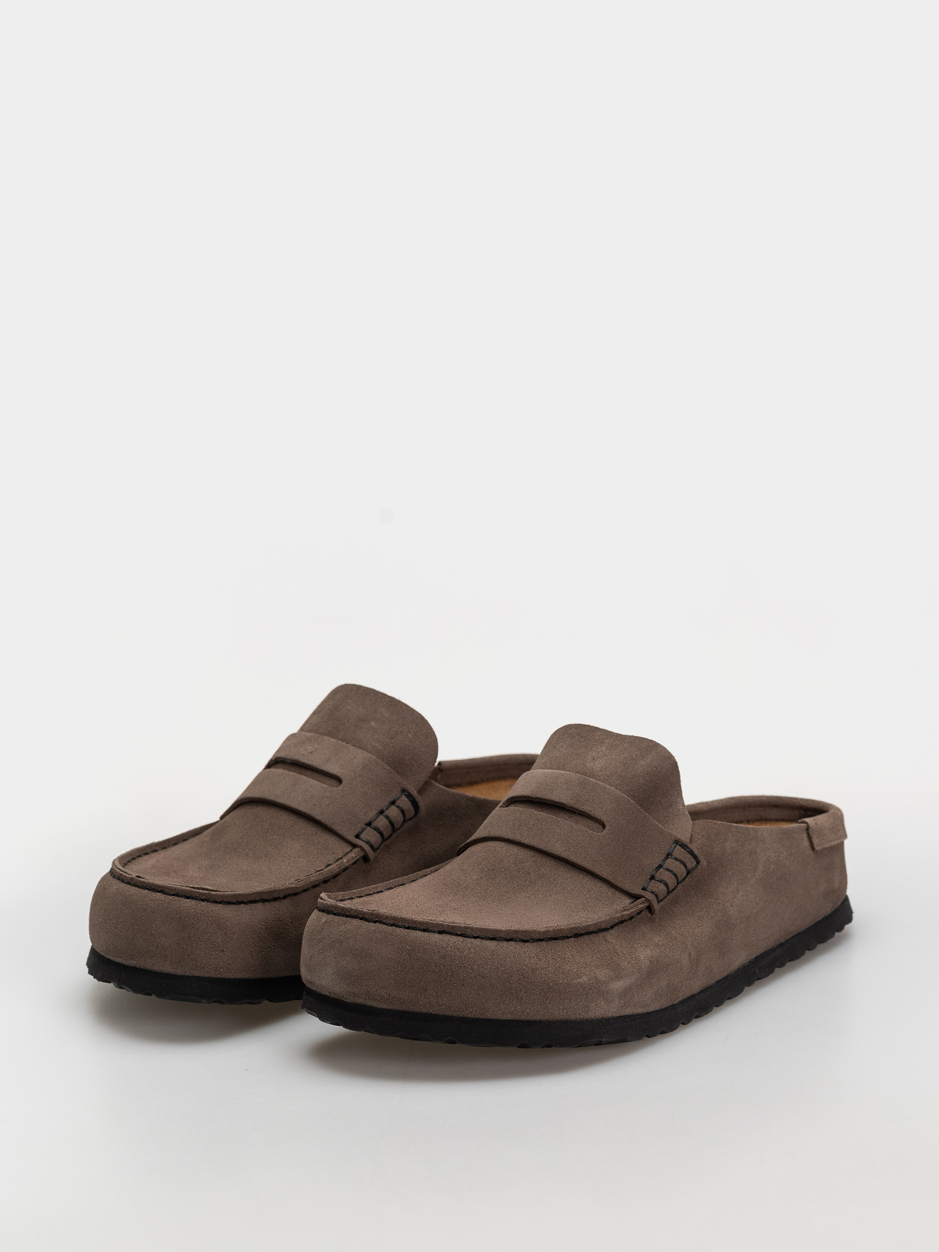 Klapki Birkenstock Naples Wrapped Suede Leather Regular (concrete gray)