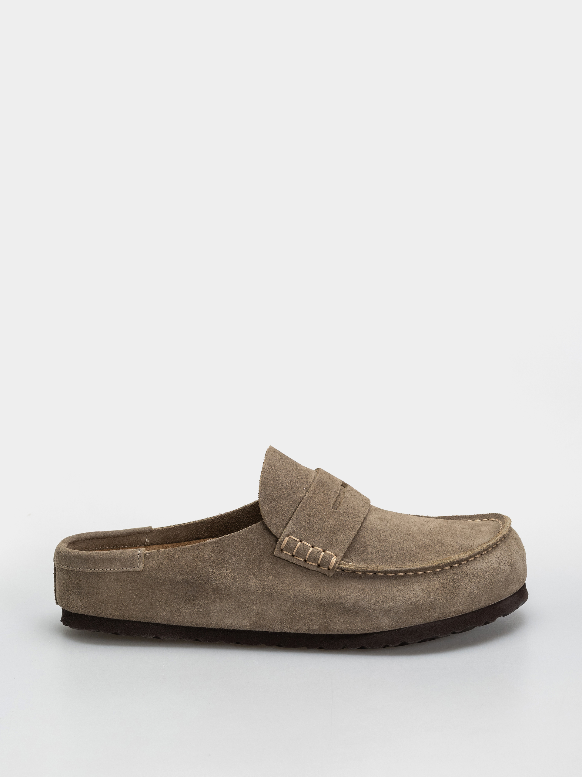 Klapki Birkenstock Naples Wrapped Suede Leather Regular (taupe)