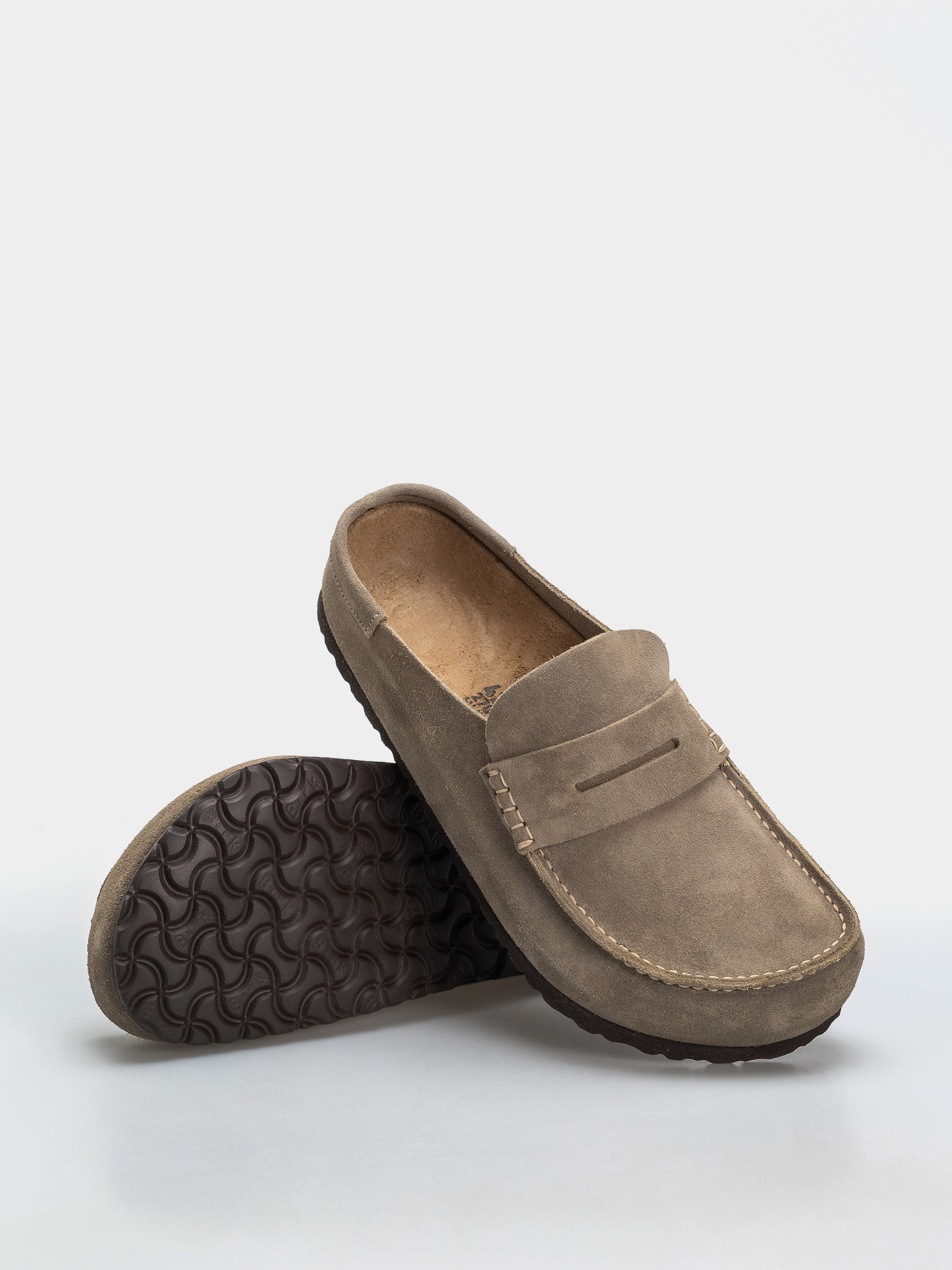 Klapki Birkenstock Naples Wrapped Suede Leather Regular (taupe)