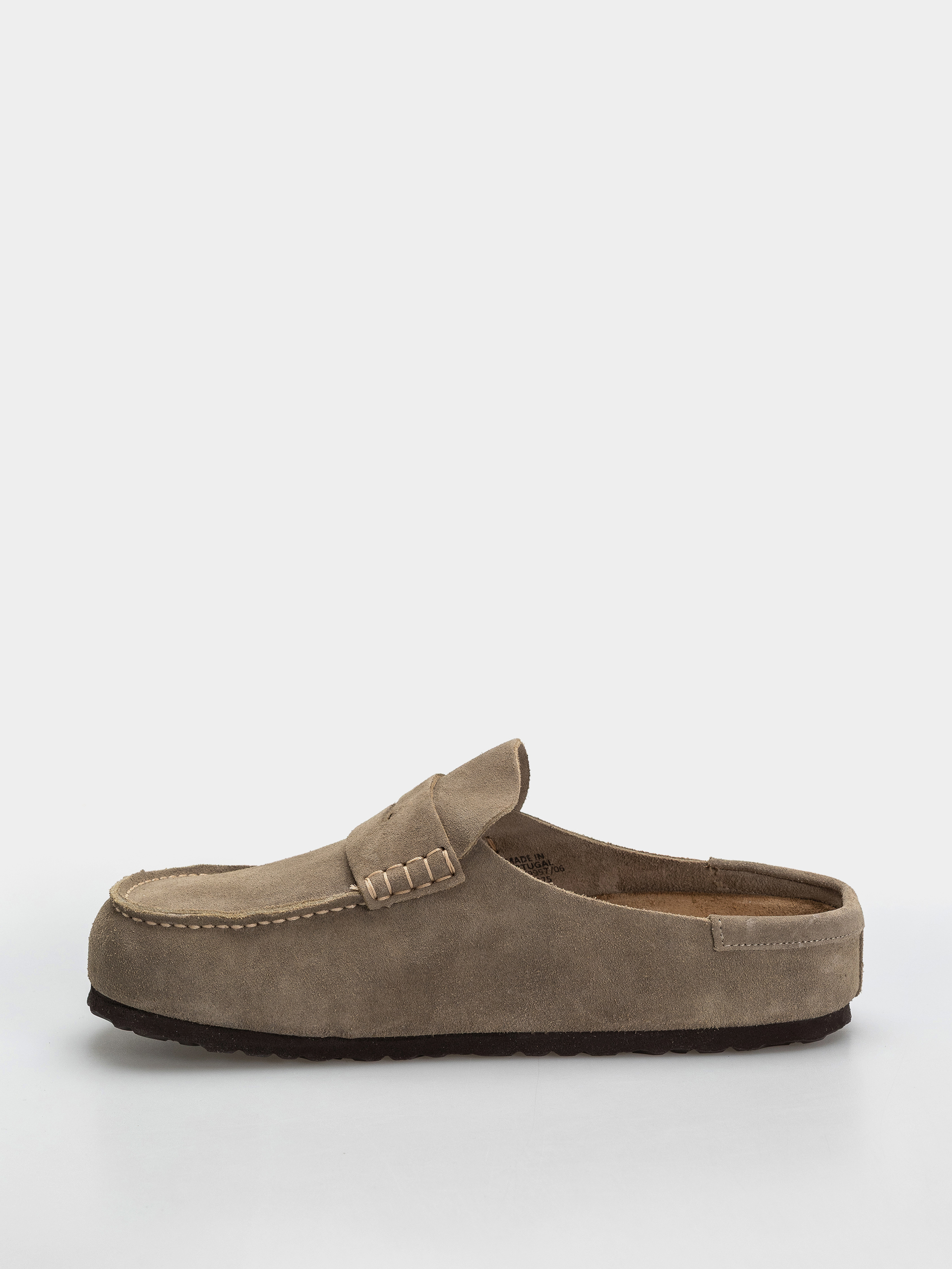 Klapki Birkenstock Naples Wrapped Suede Leather Regular (taupe)