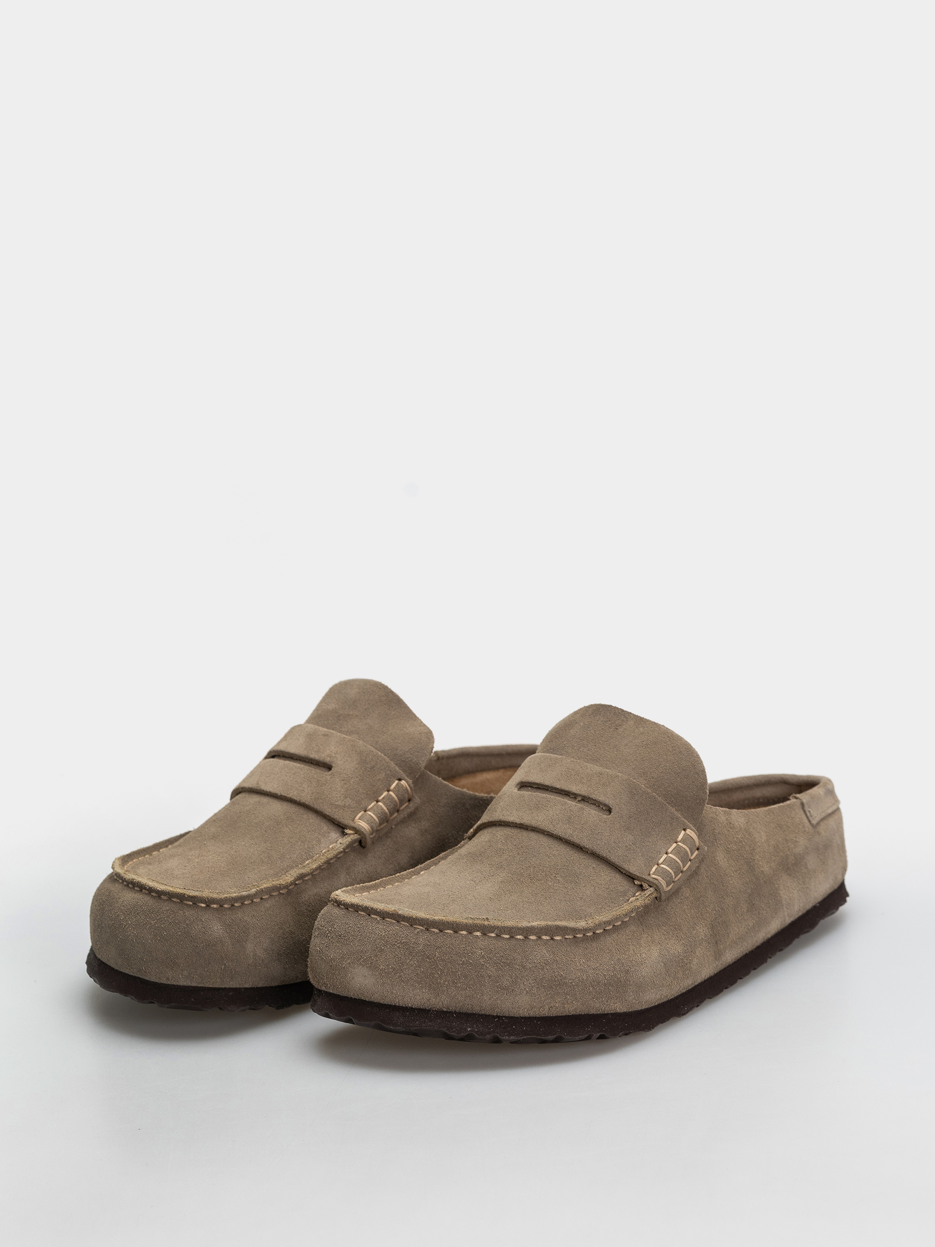 Klapki Birkenstock Naples Wrapped Suede Leather Regular (taupe)