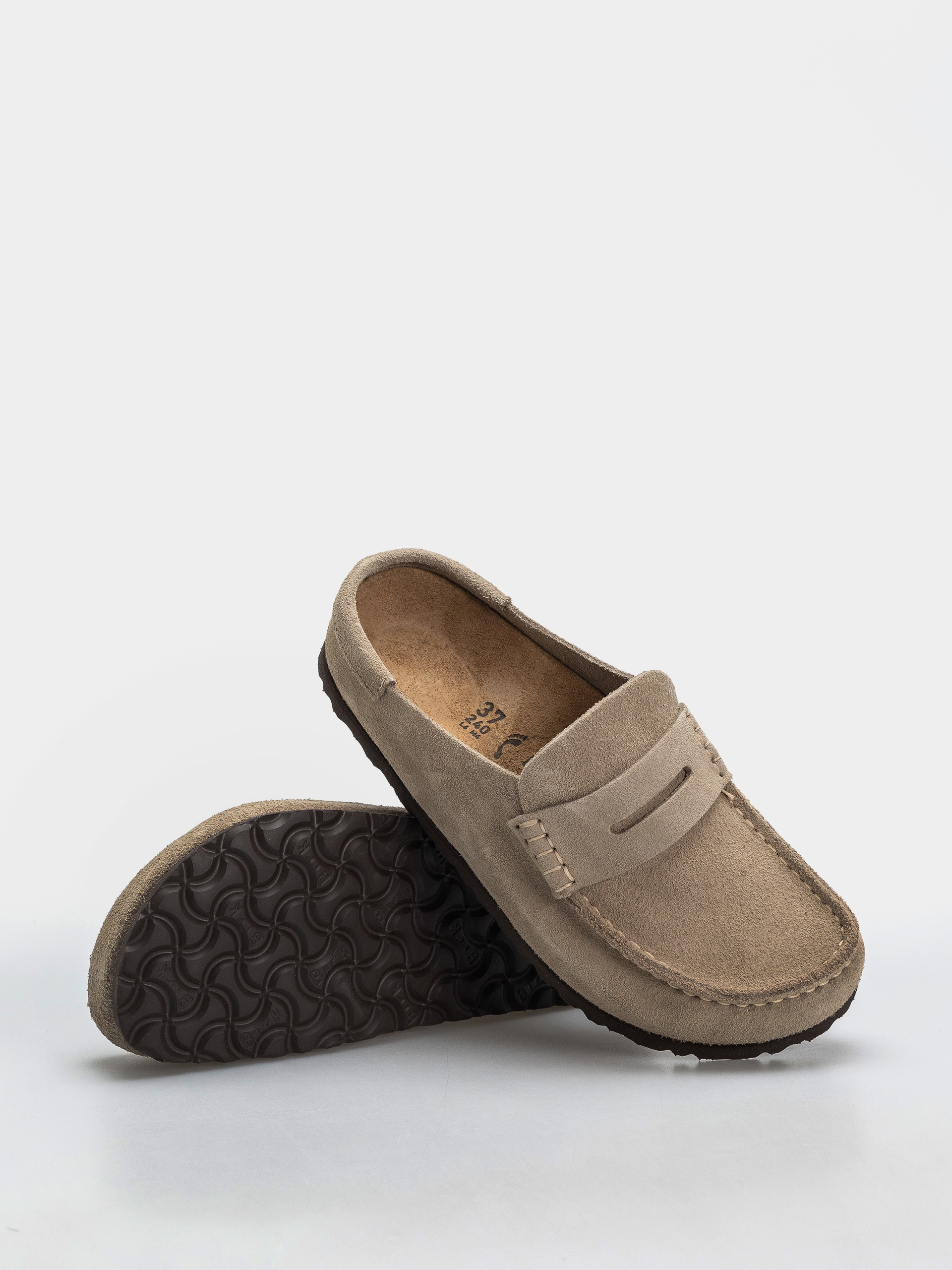 Klapki Birkenstock Naples Wrapped Suede Leather Narrow (taupe)