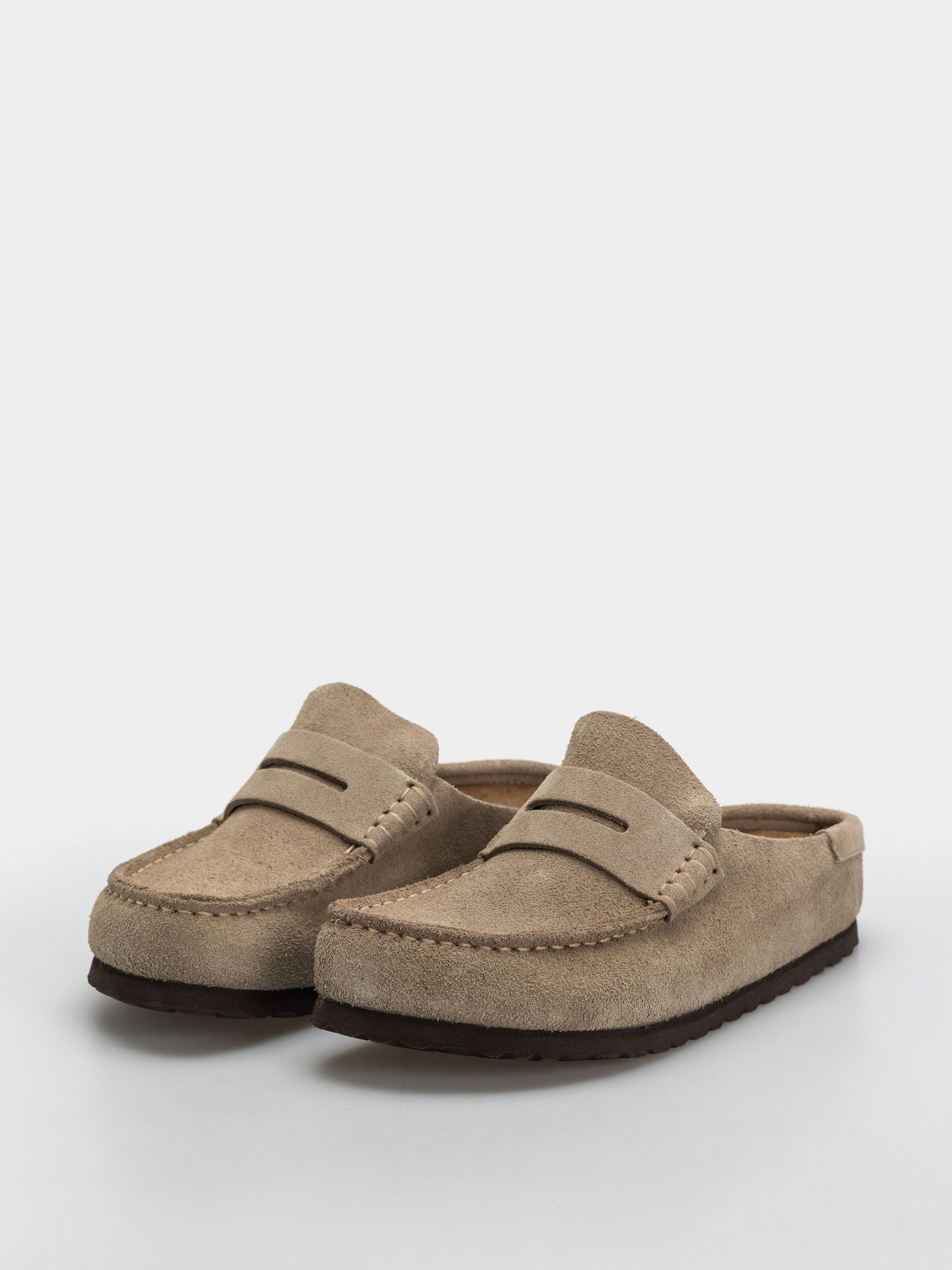 Klapki Birkenstock Naples Wrapped Suede Leather Narrow (taupe)