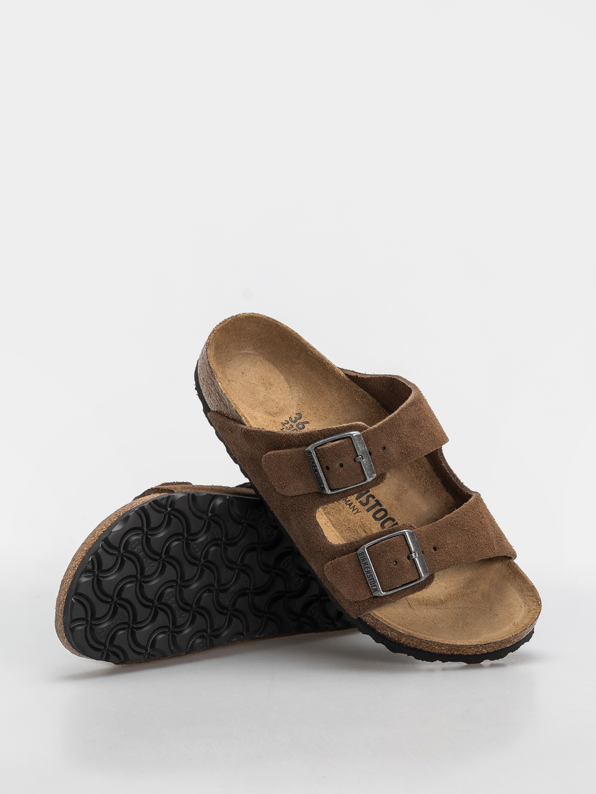 Klapki Birkenstock Arizona Suede Leather Narrow (dark tea)
