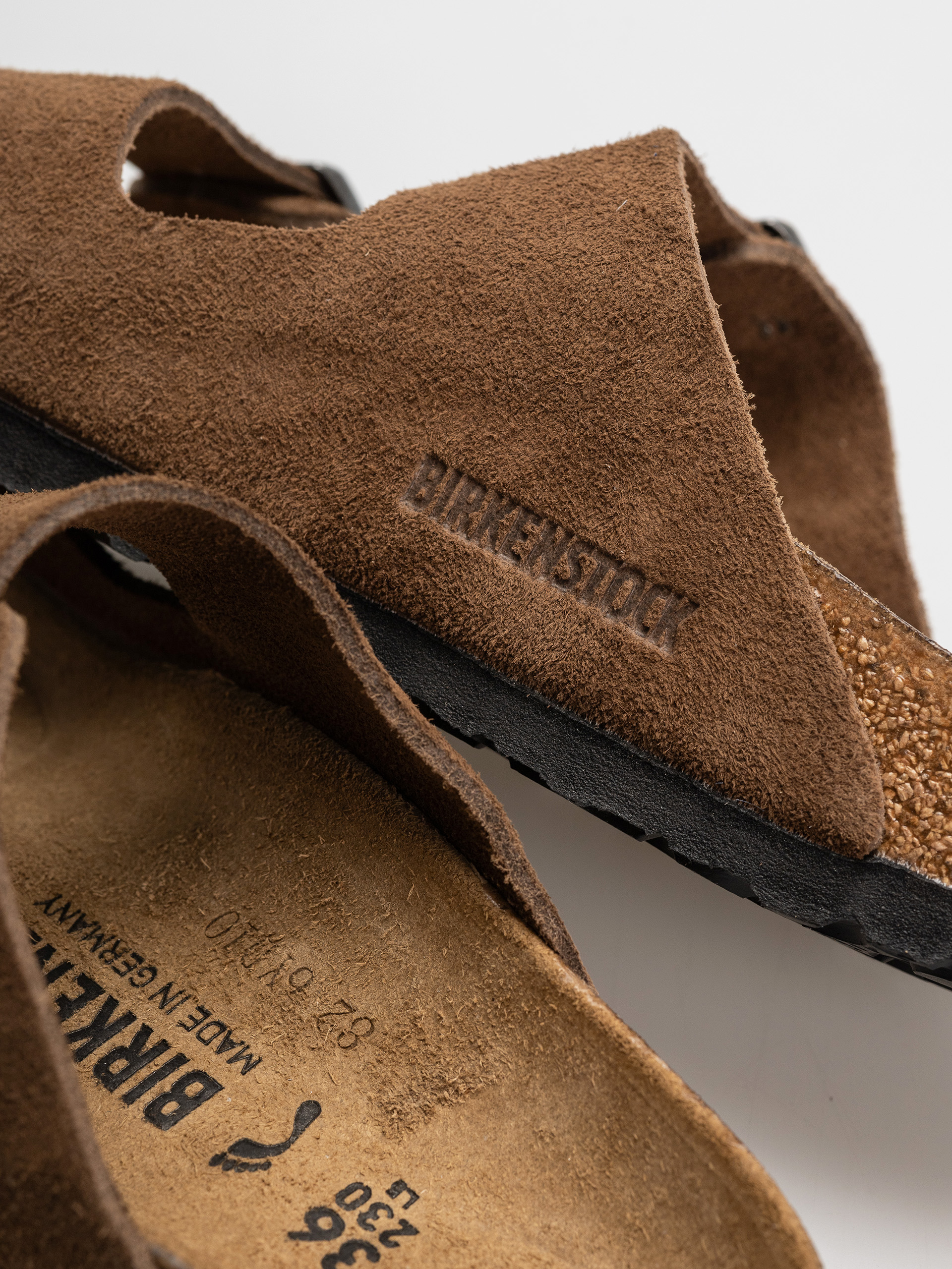Klapki Birkenstock Arizona Suede Leather Narrow (dark tea)