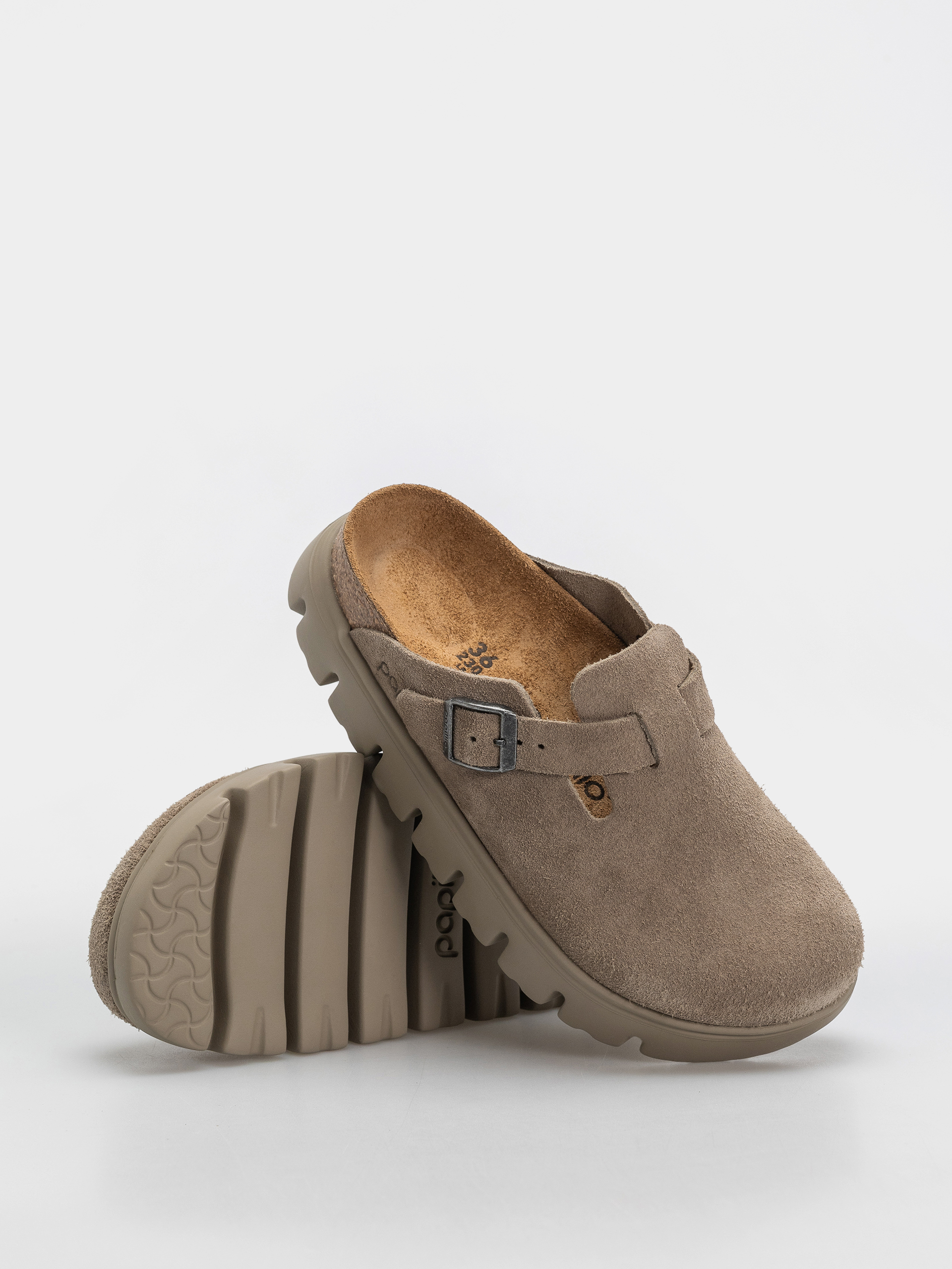 Klapki Birkenstock Boston Chunky Suede Leather Narrow Wmn (taupe)