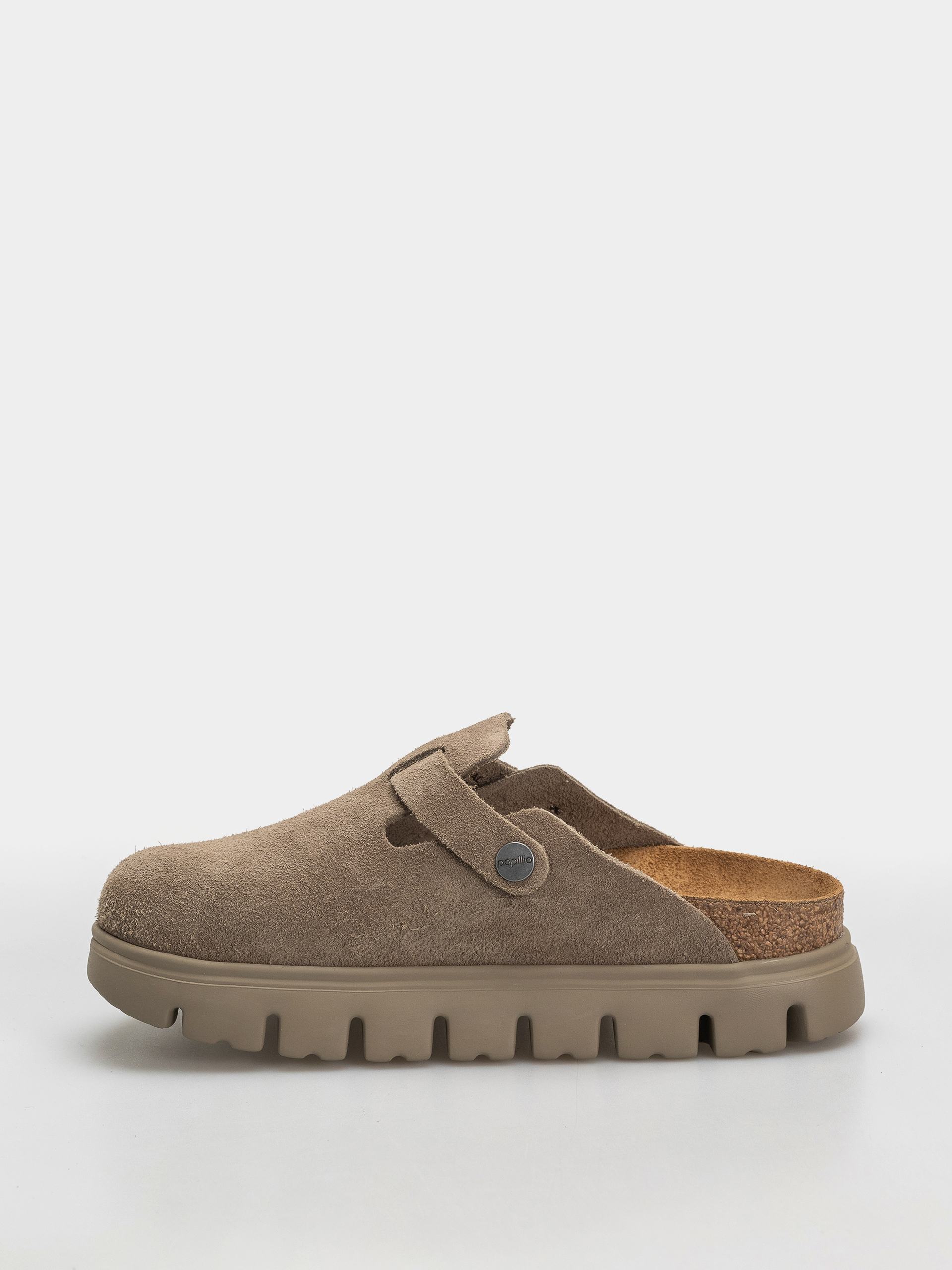Klapki Birkenstock Boston Chunky Suede Leather Narrow Wmn (taupe)