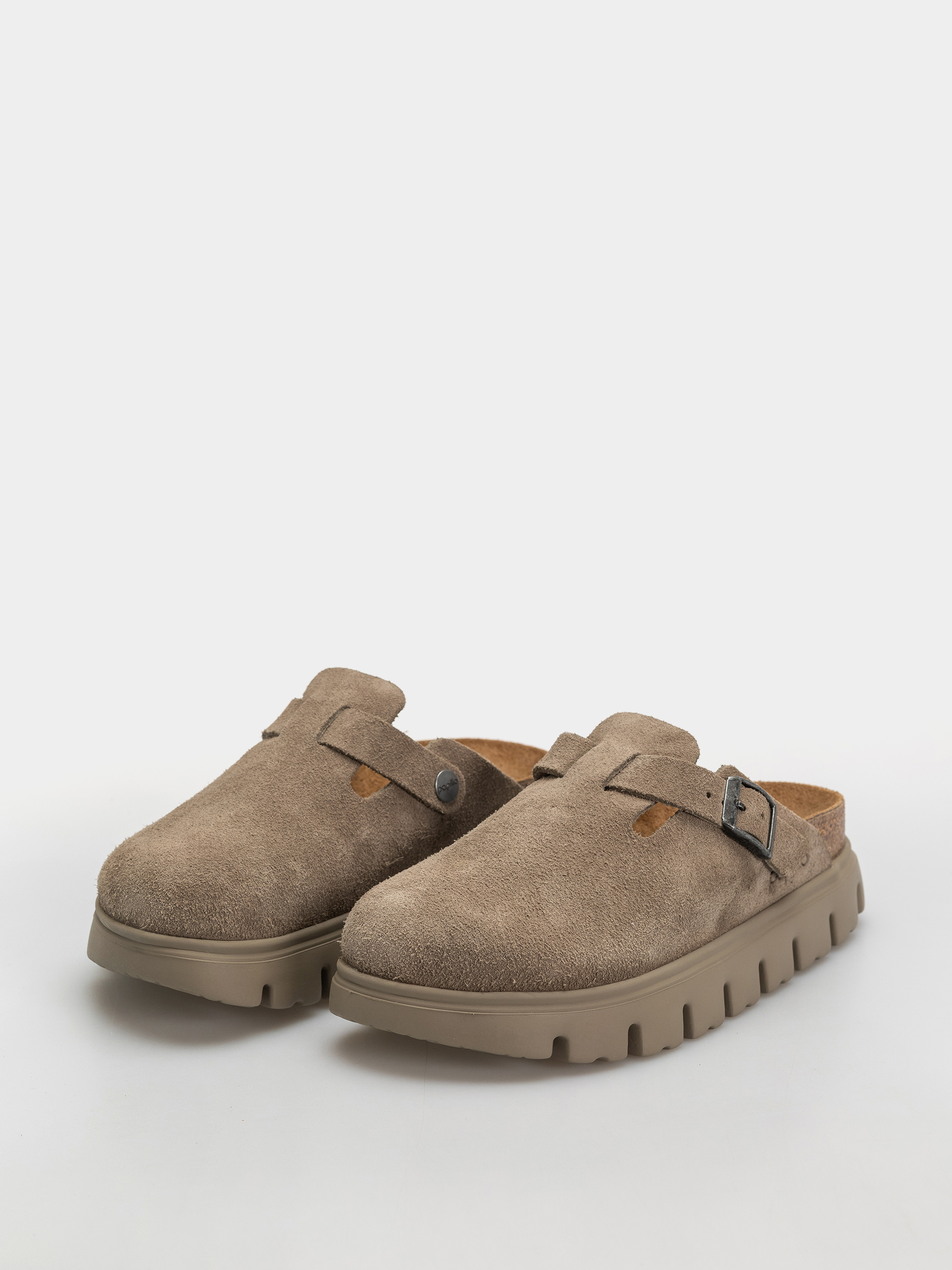 Klapki Birkenstock Boston Chunky Suede Leather Narrow Wmn (taupe)