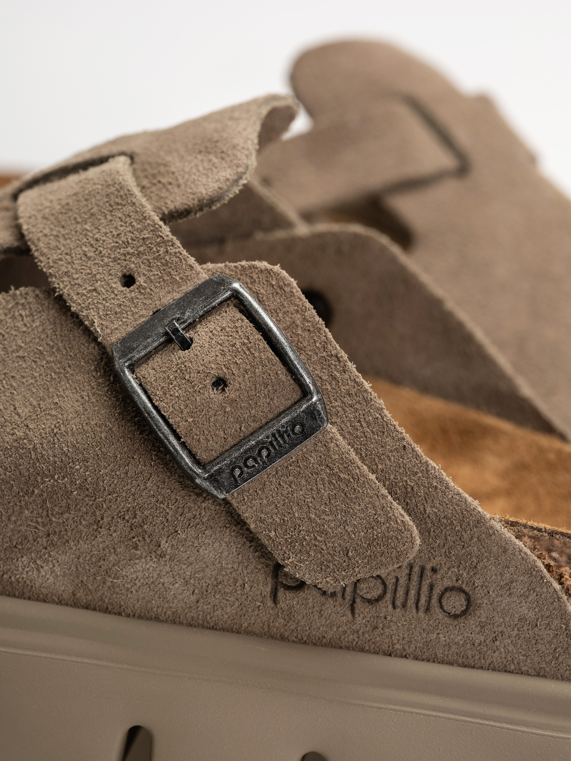 Klapki Birkenstock Boston Chunky Suede Leather Narrow Wmn (taupe)