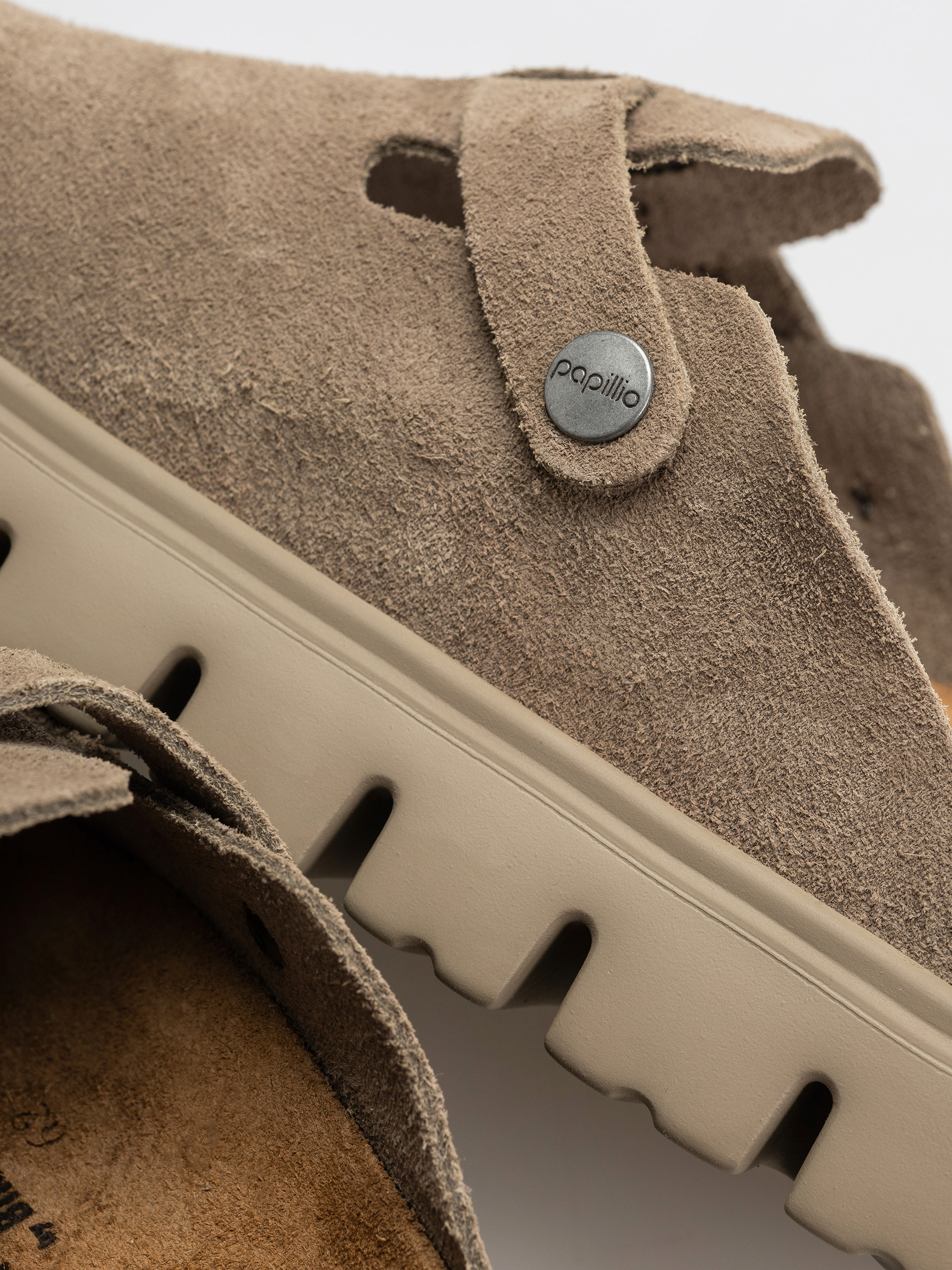 Klapki Birkenstock Boston Chunky Suede Leather Narrow Wmn (taupe)