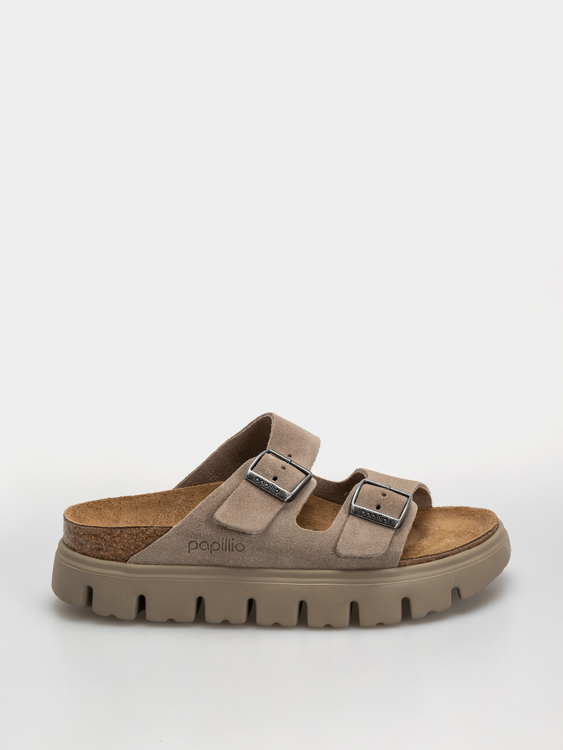Klapki Birkenstock Arizona Chunky Suede Leather Narrow Wmn (taupe tonal)