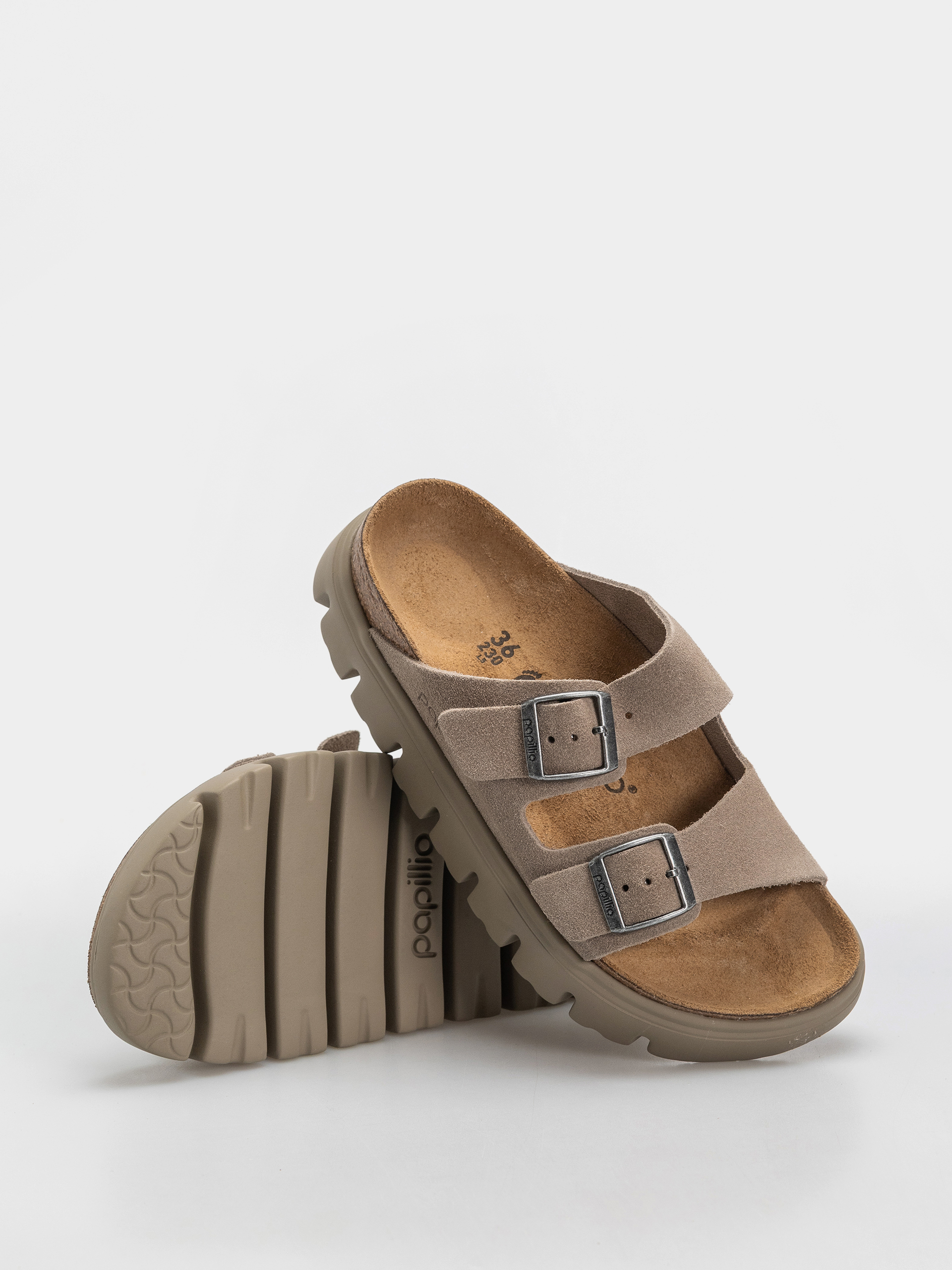 Klapki Birkenstock Arizona Chunky Suede Leather Narrow Wmn (taupe tonal)