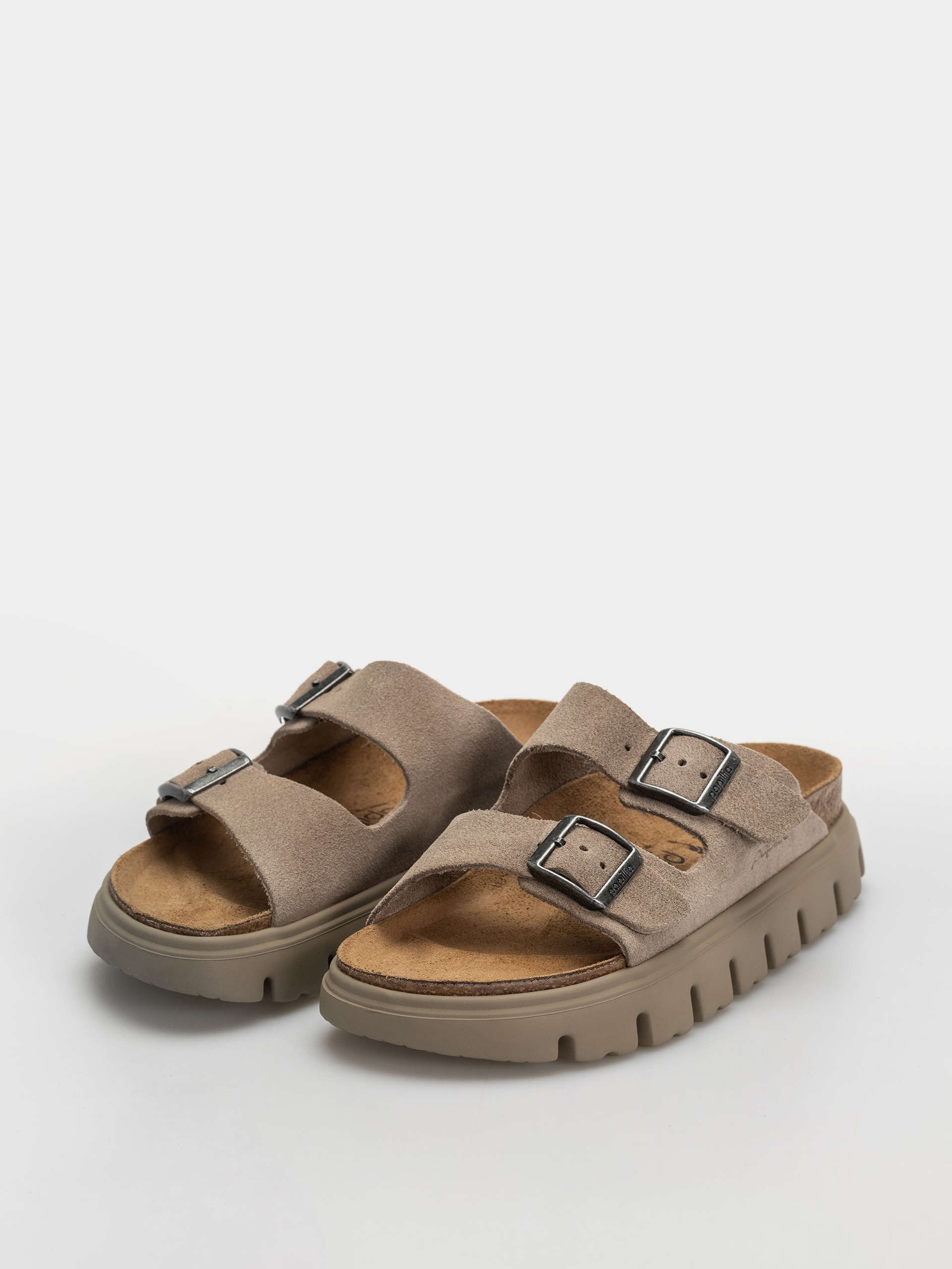 Klapki Birkenstock Arizona Chunky Suede Leather Narrow Wmn (taupe tonal)