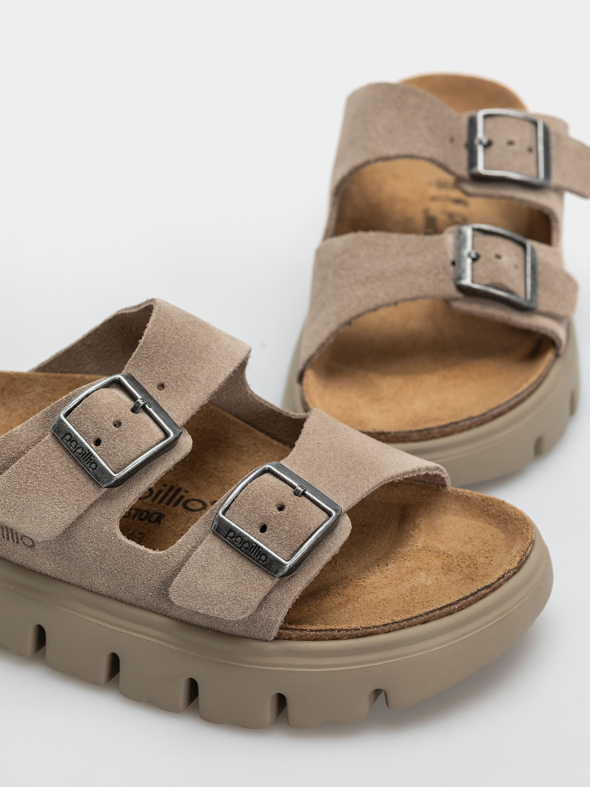 Klapki Birkenstock Arizona Chunky Suede Leather Narrow Wmn (taupe tonal)