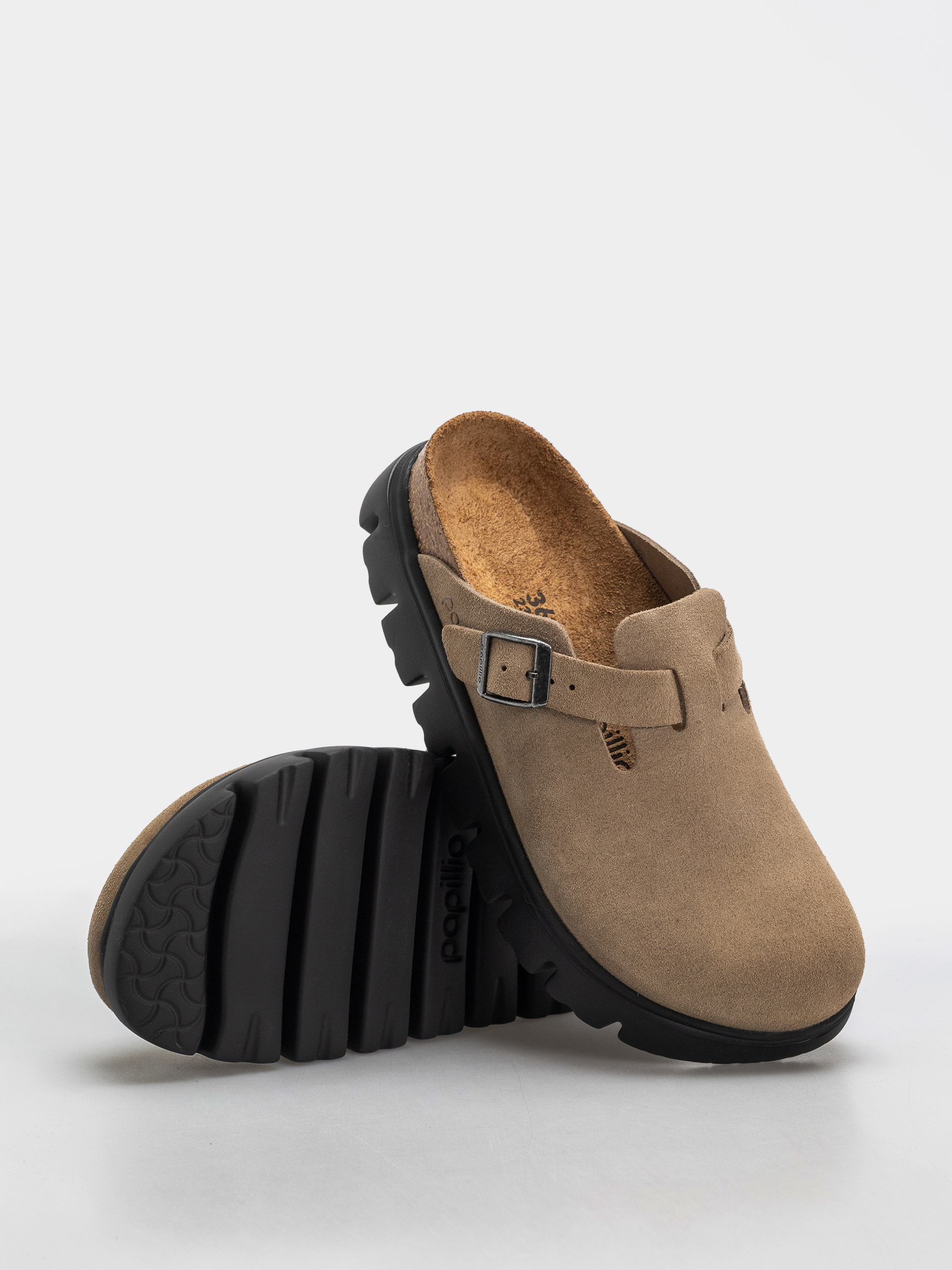 Klapki Birkenstock Boston Chunky Suede Leather Narrow Wmn (gray taupe)