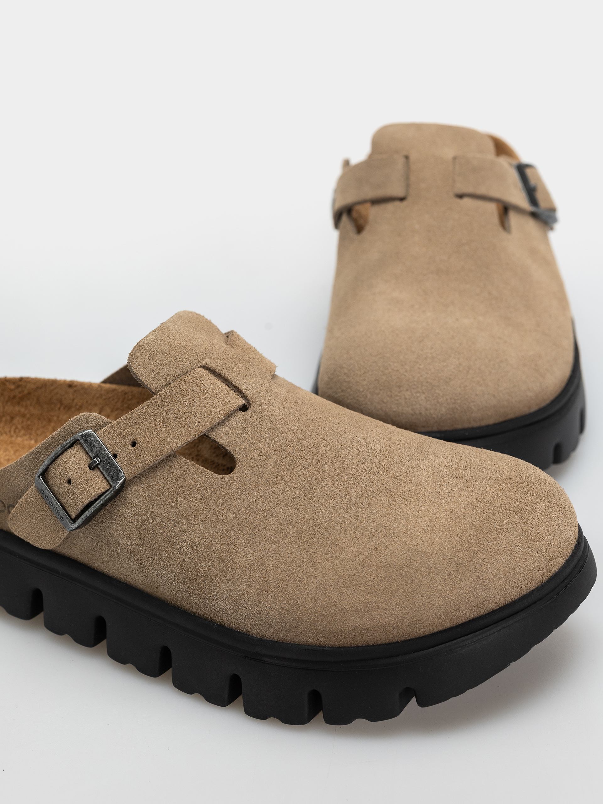 Klapki Birkenstock Boston Chunky Suede Leather Narrow Wmn (gray taupe)