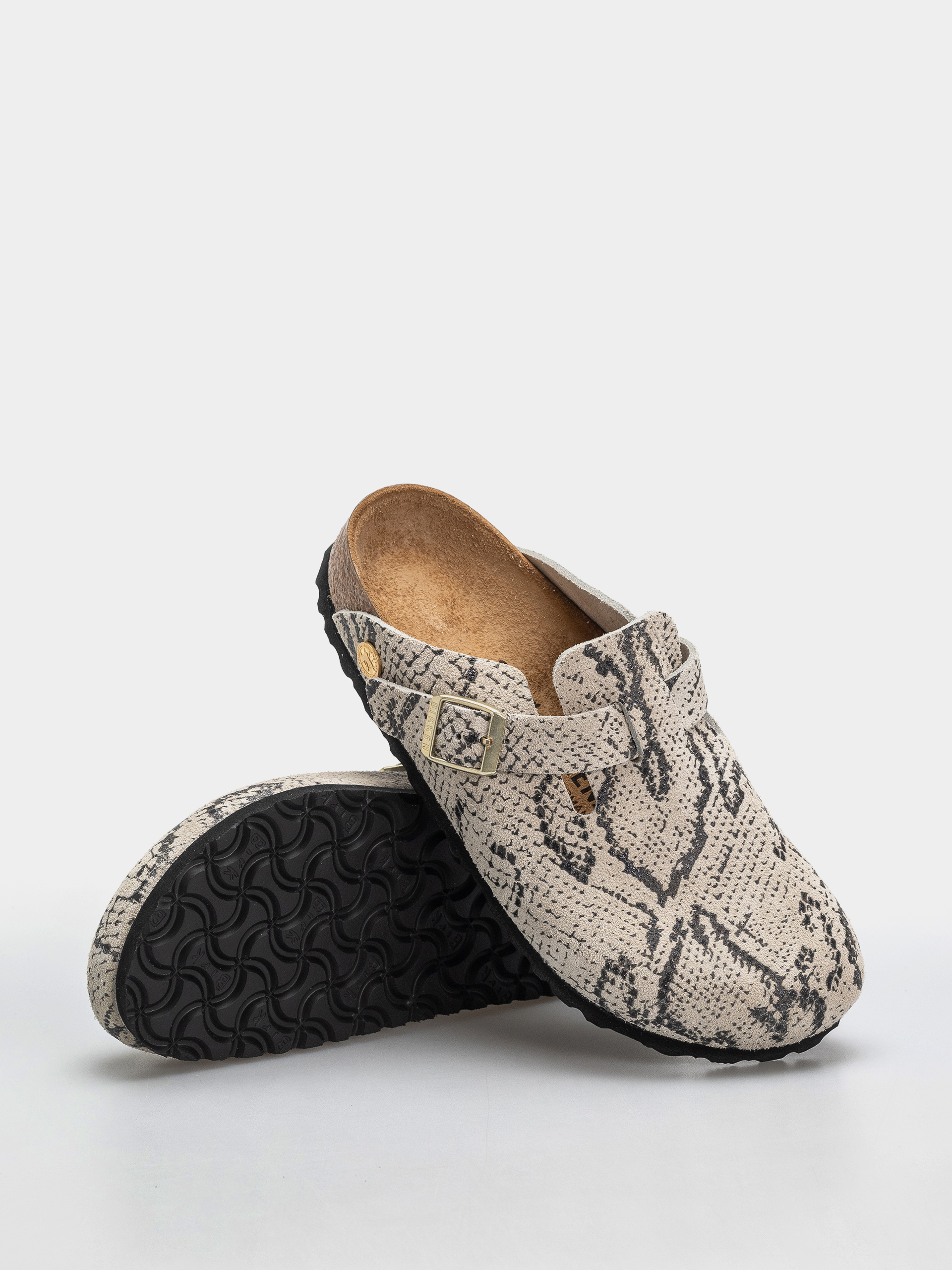 Klapki Birkenstock Boston Rivet Logo Suede Leather Narrow Wmn (snake oyster)