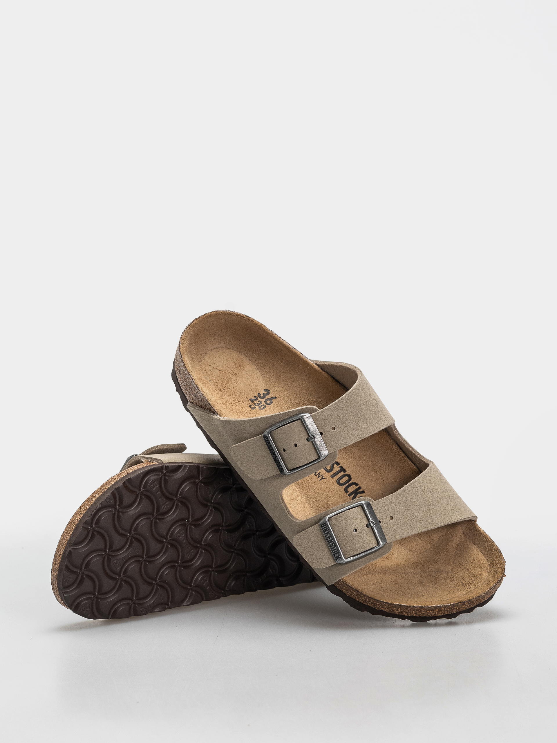 Klapki Birkenstock Arizona Birko Flor Narrow (faded khaki/dark brown os)