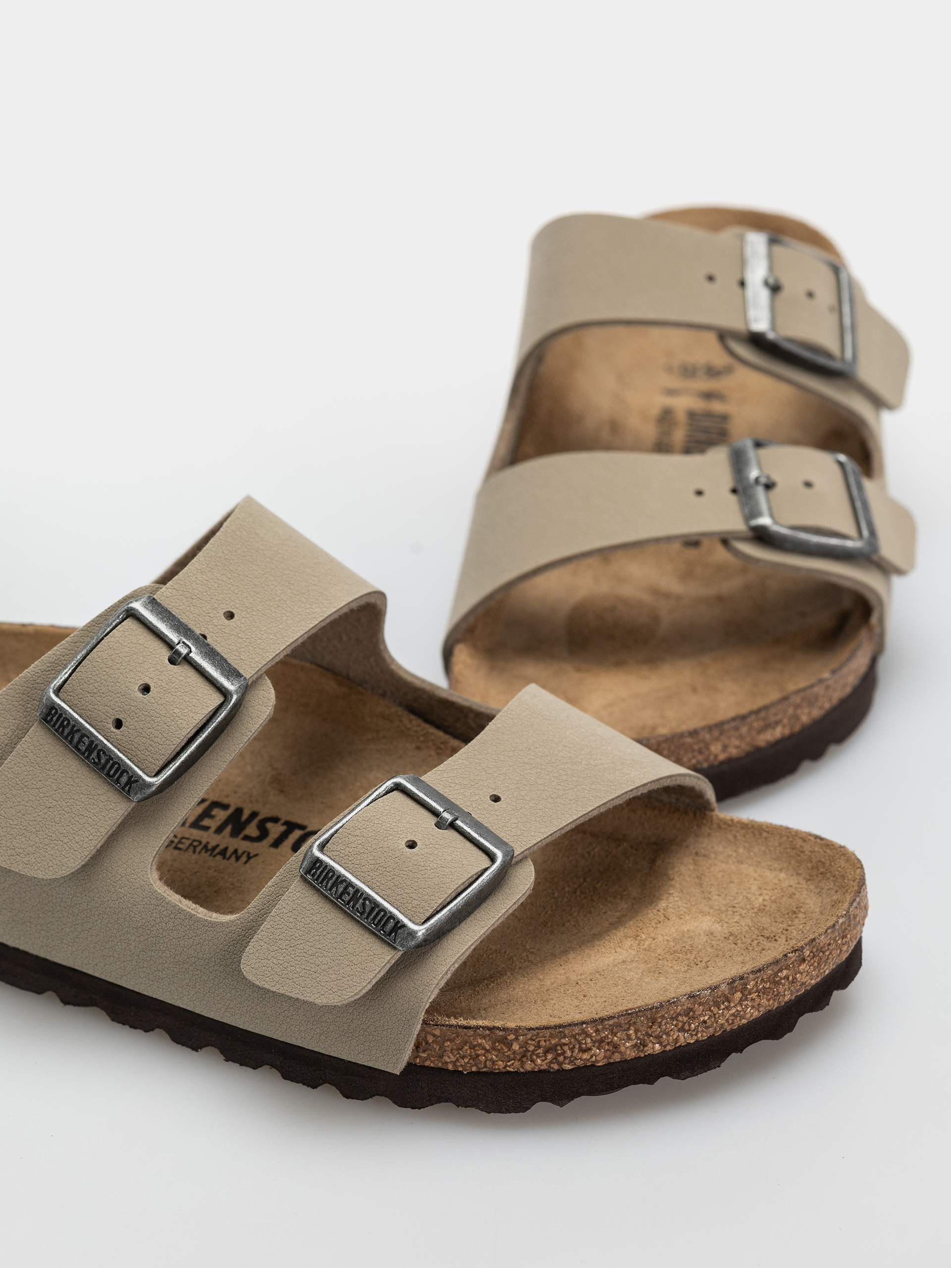 Klapki Birkenstock Arizona Birko Flor Narrow (faded khaki/dark brown os)