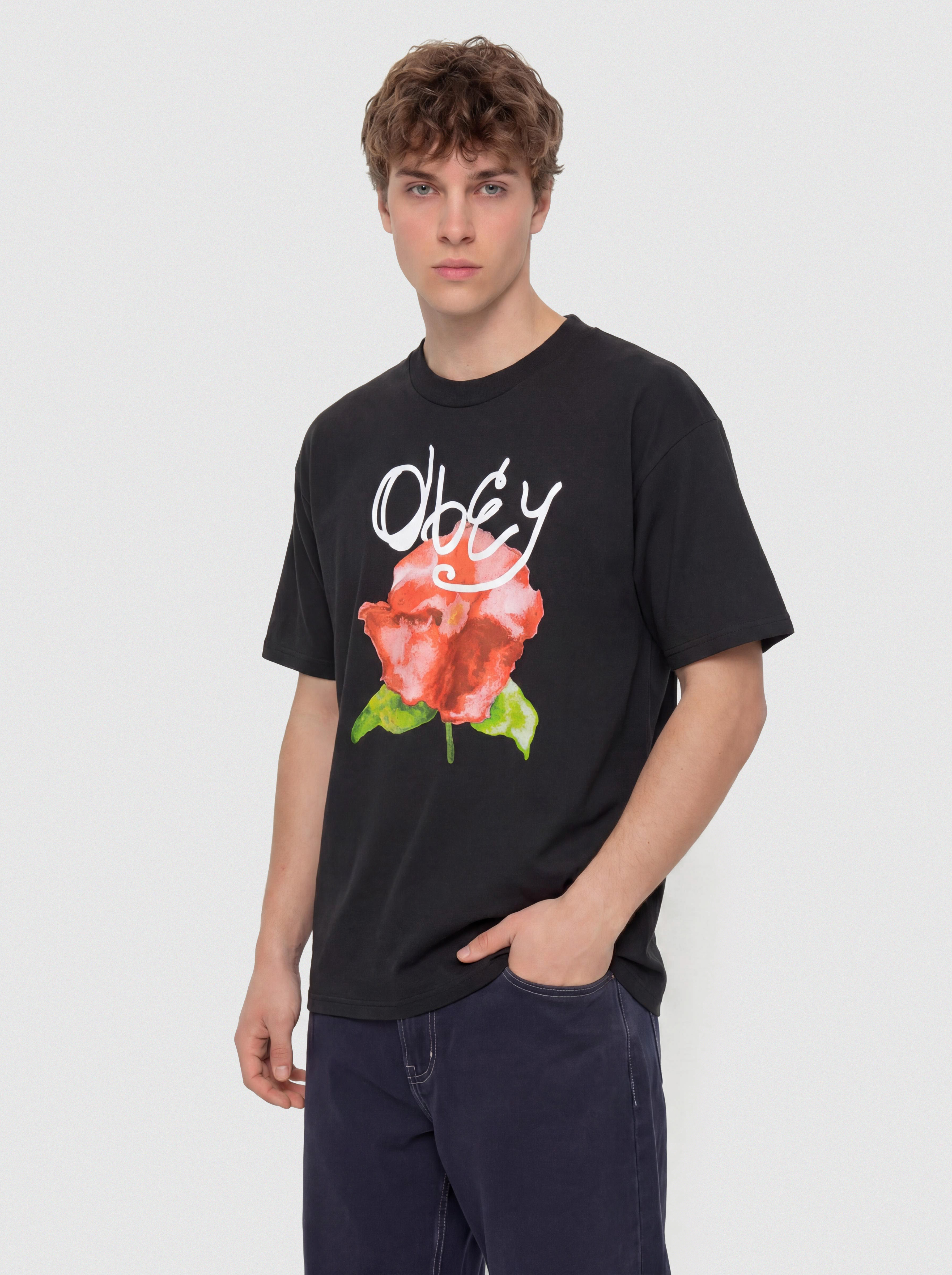 T-shirt OBEY Watercolor Poppy (vintage black)