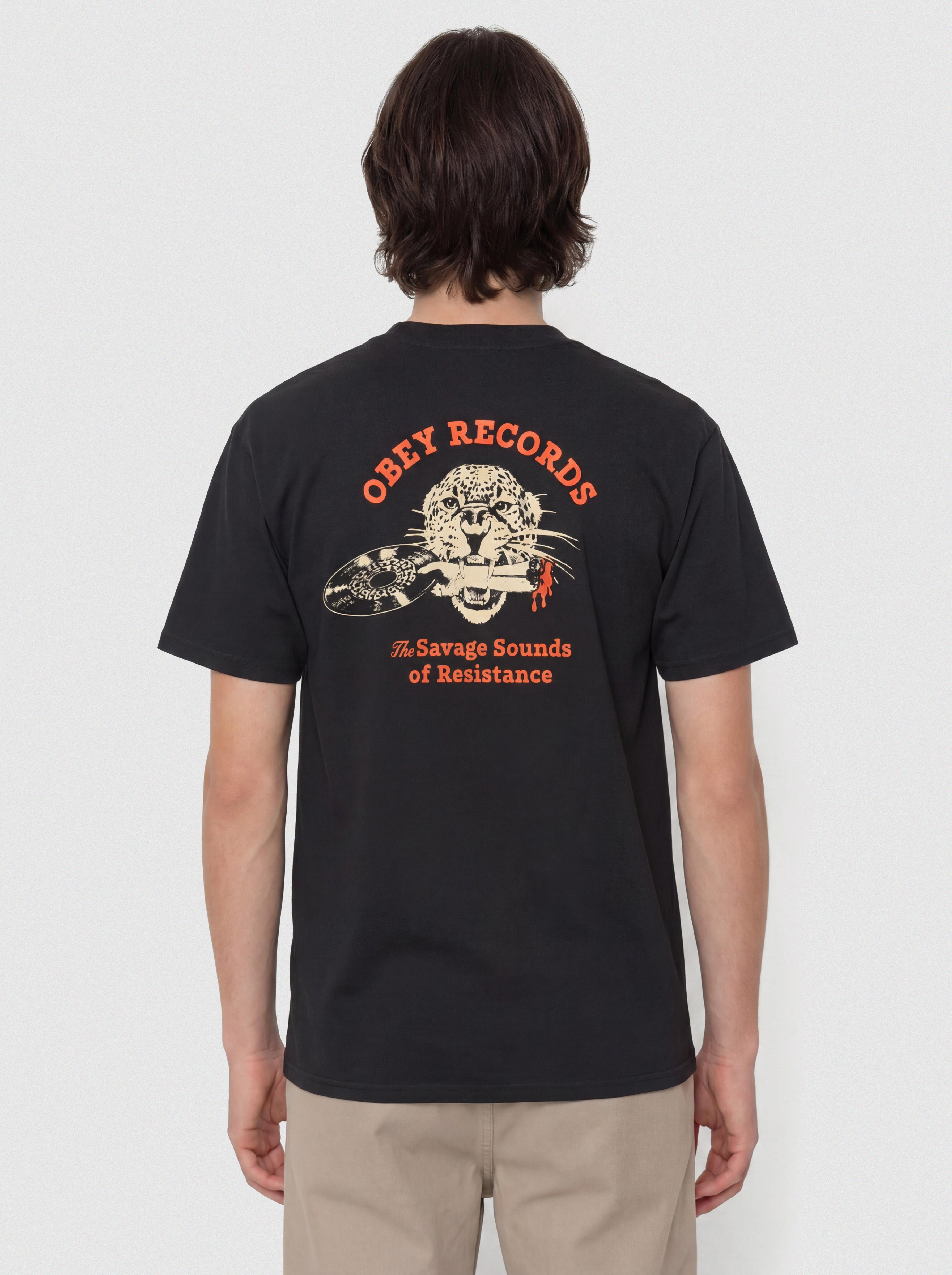 T-shirt OBEY Savage Sounds Leopard (vintage black)