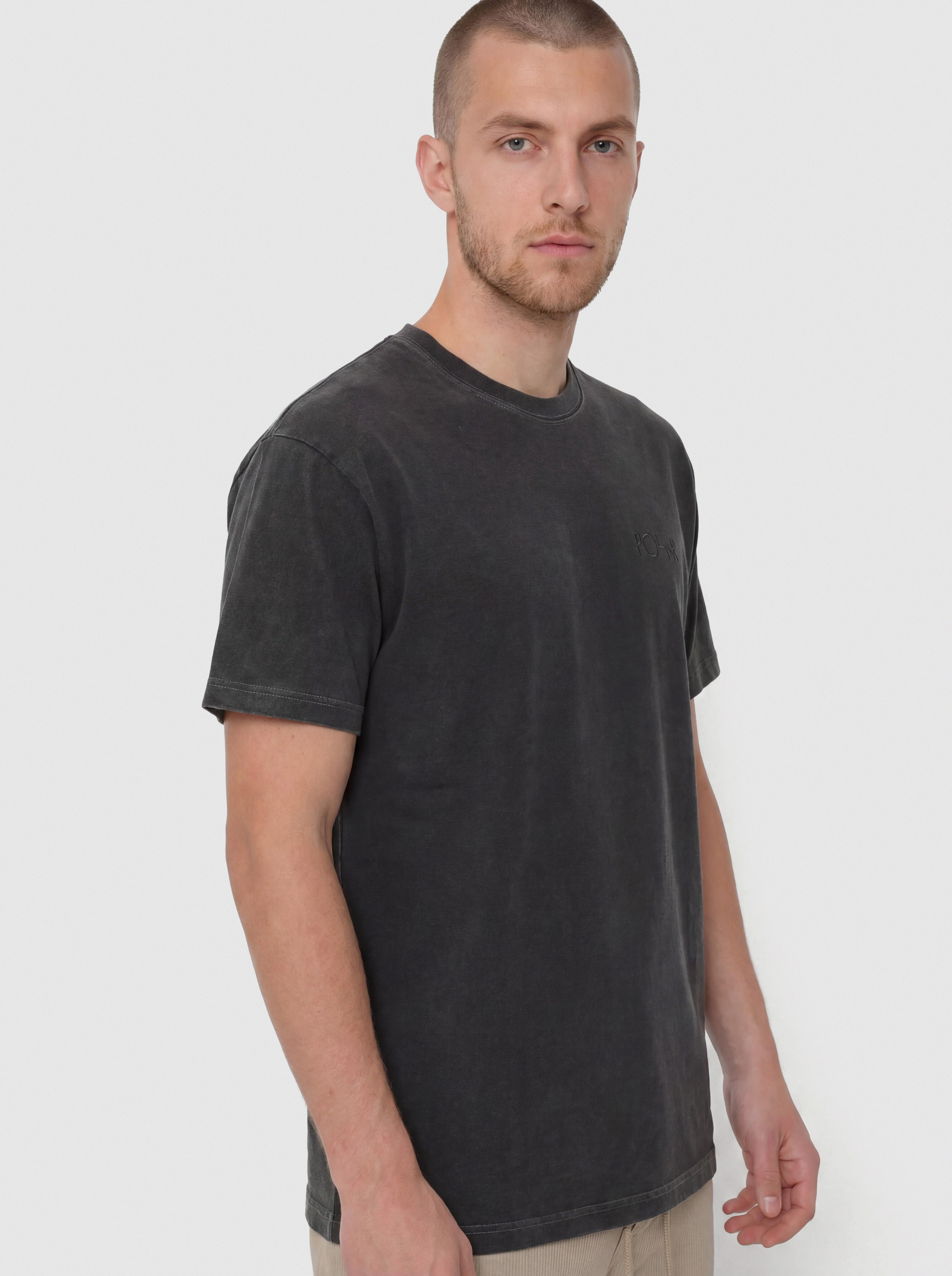 T-shirt Polar Skate Contrast Stroke Logo (silver black/black)