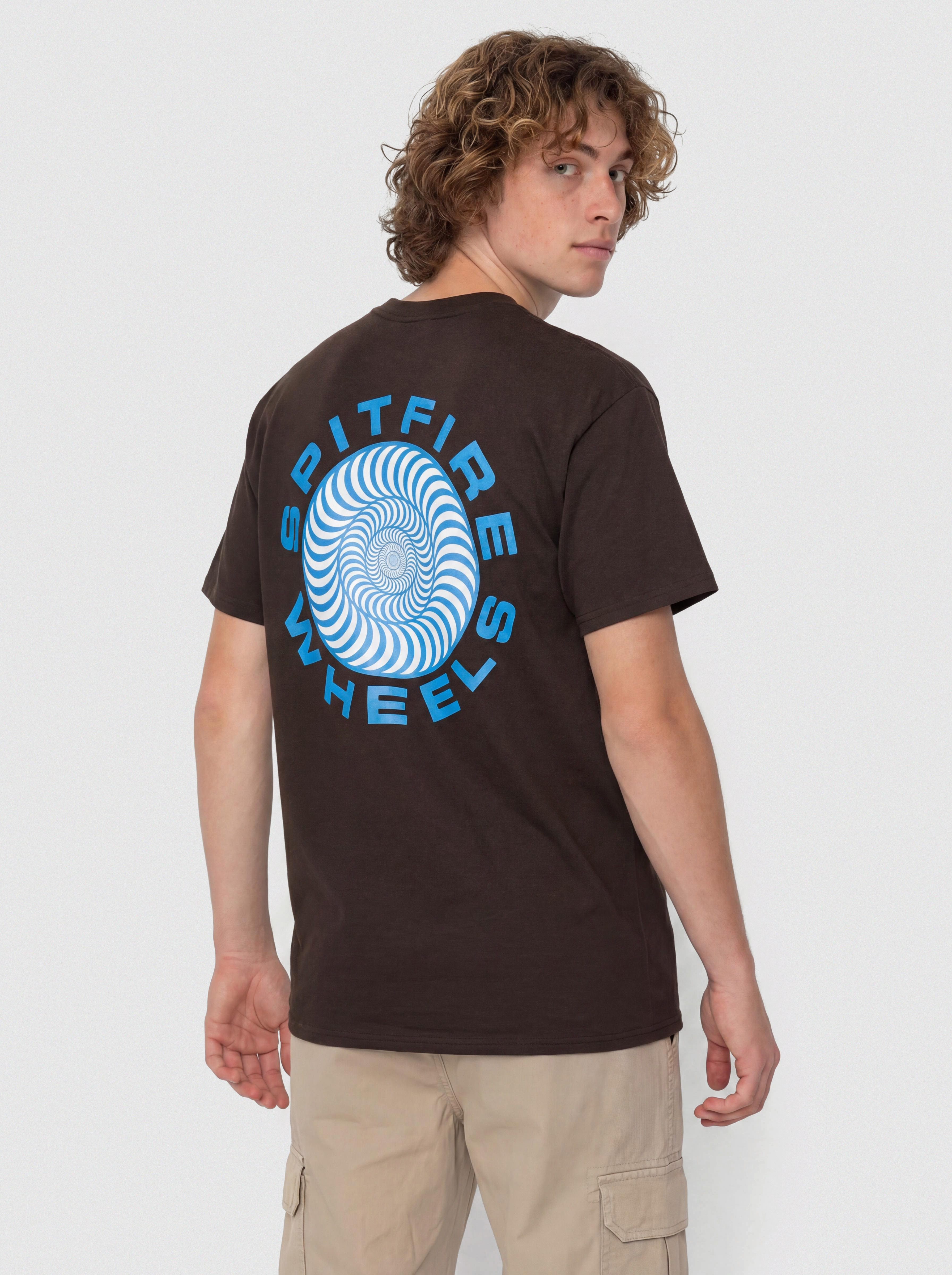 T-shirt Spitfire Classic '87 Swirl Fill (dark chocolate with blue & white prints)