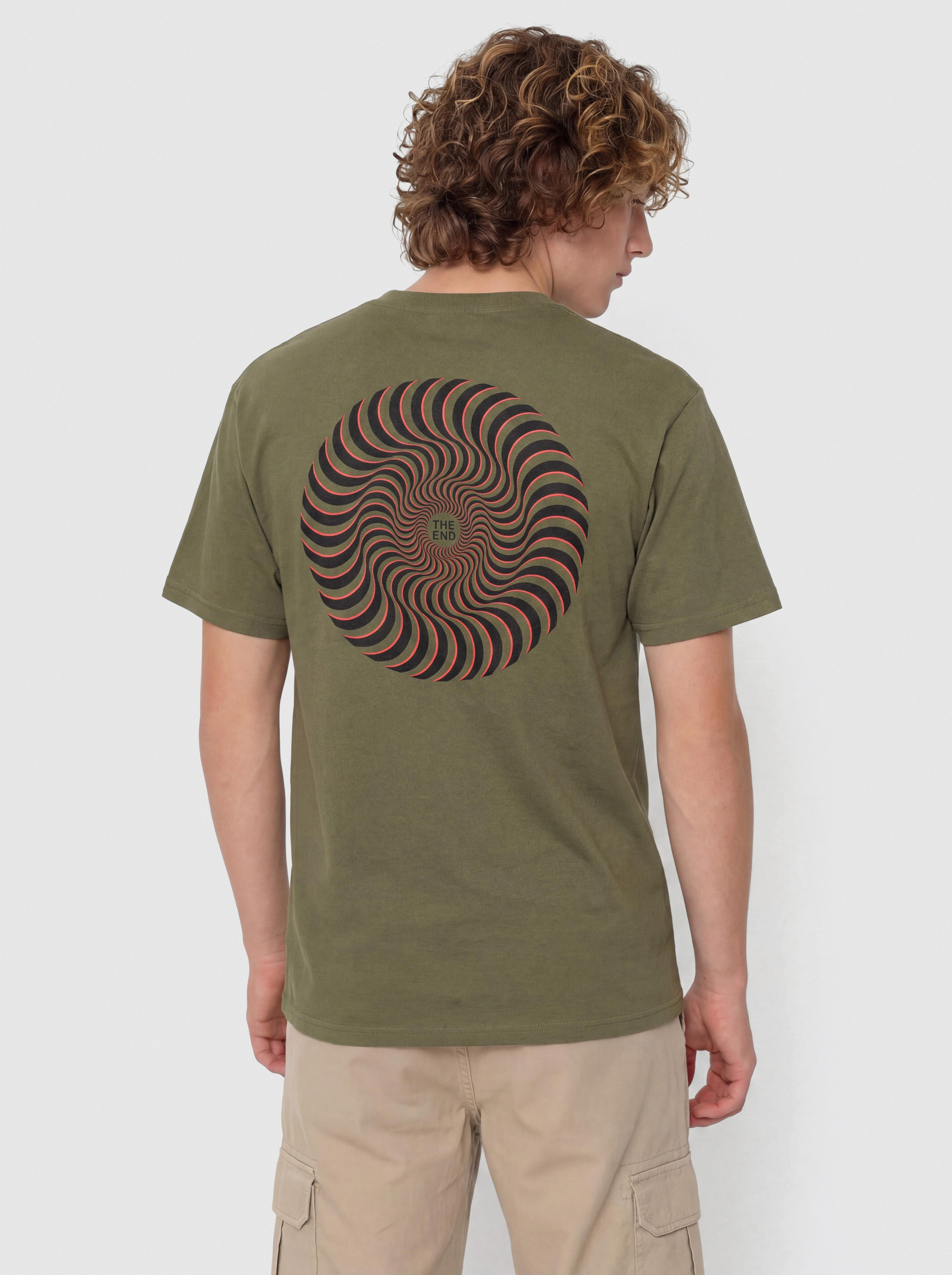 T-shirt Spitfire Classic Swirl Overlay (military green w/black red prints)