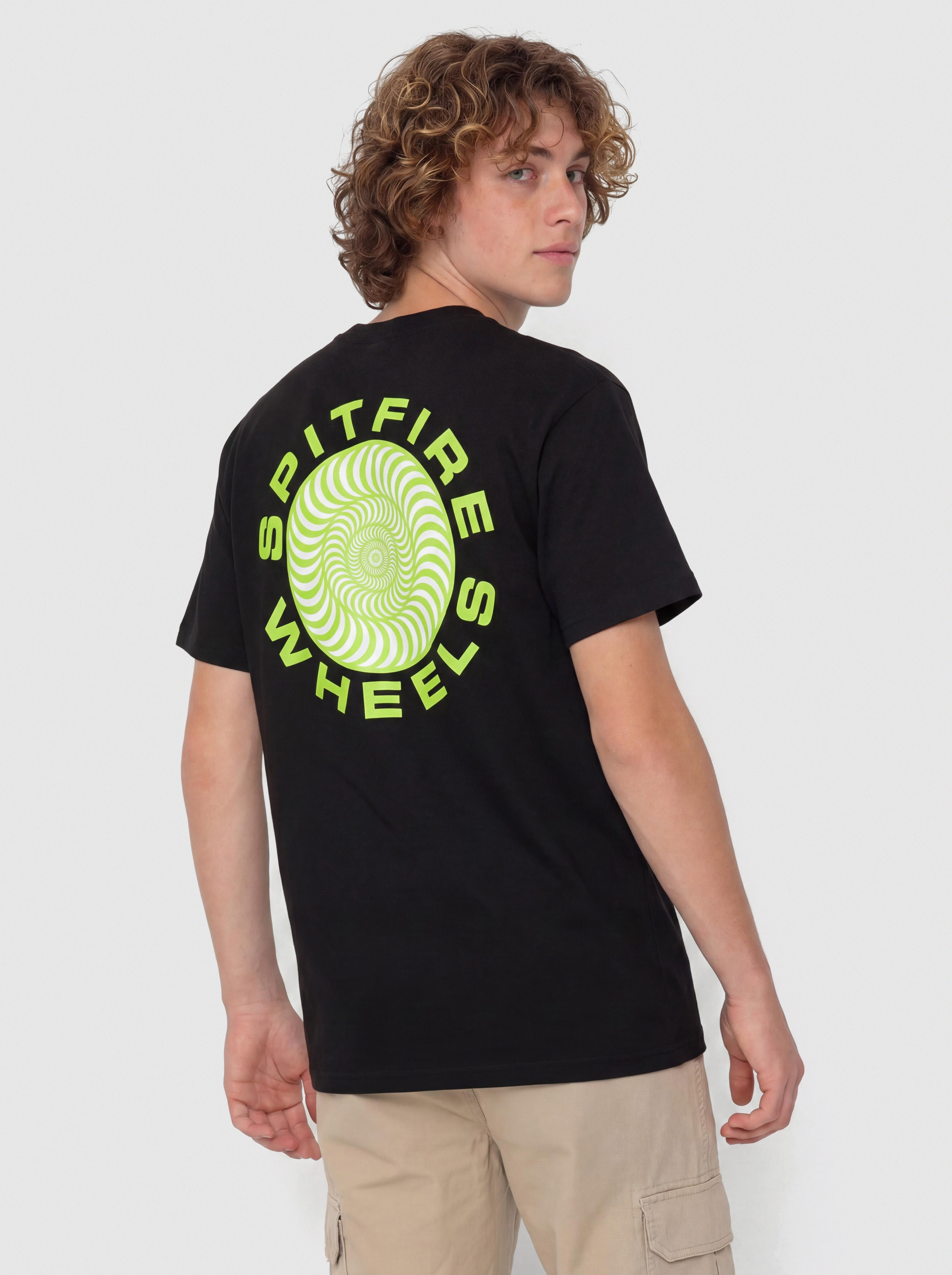 T-shirt Spitfire Classic 87 Swirl Fill (black w/green white prints)