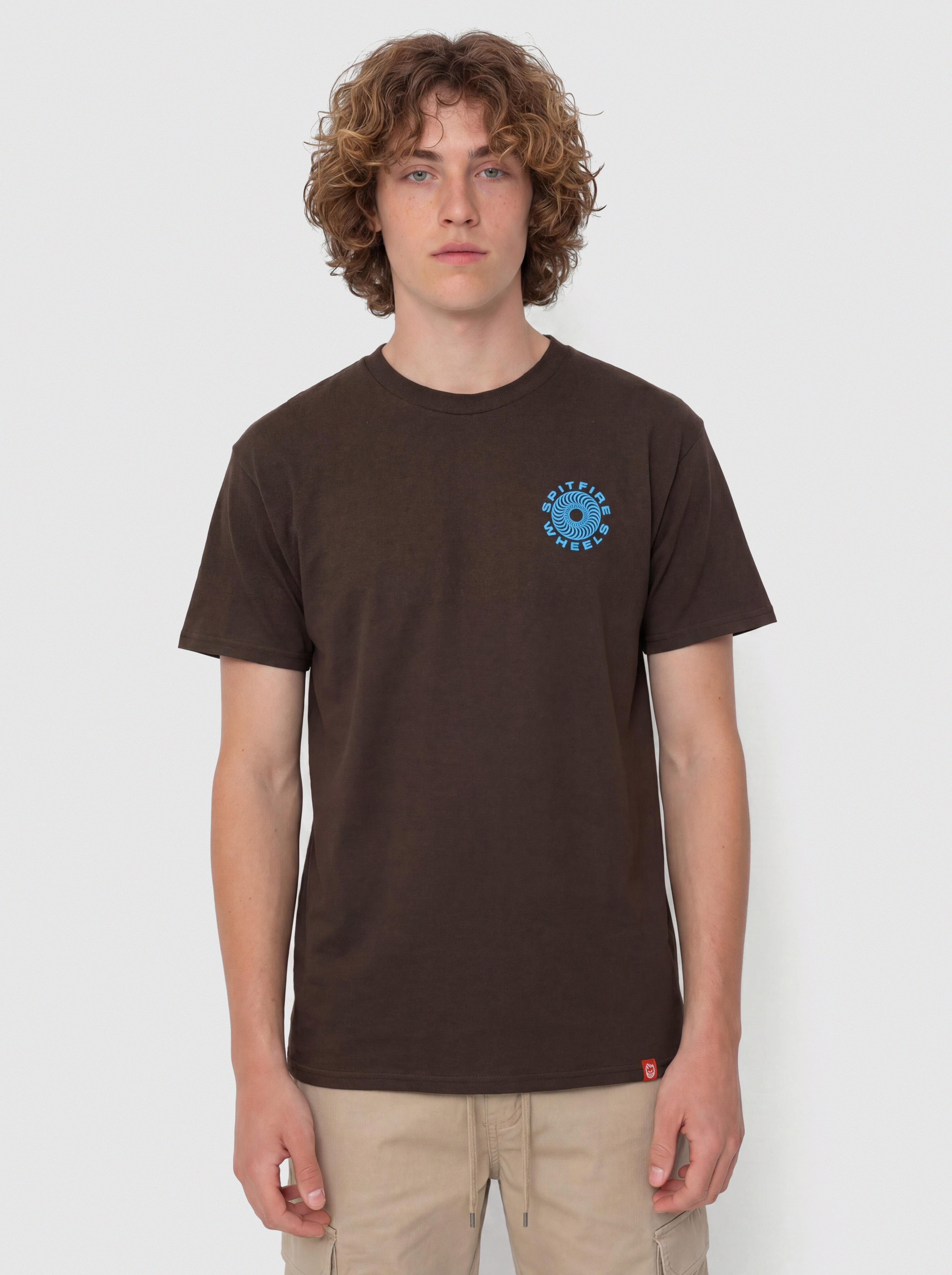 T-shirt Spitfire Classic '87 Swirl Fill (dark chocolate with blue & white prints)