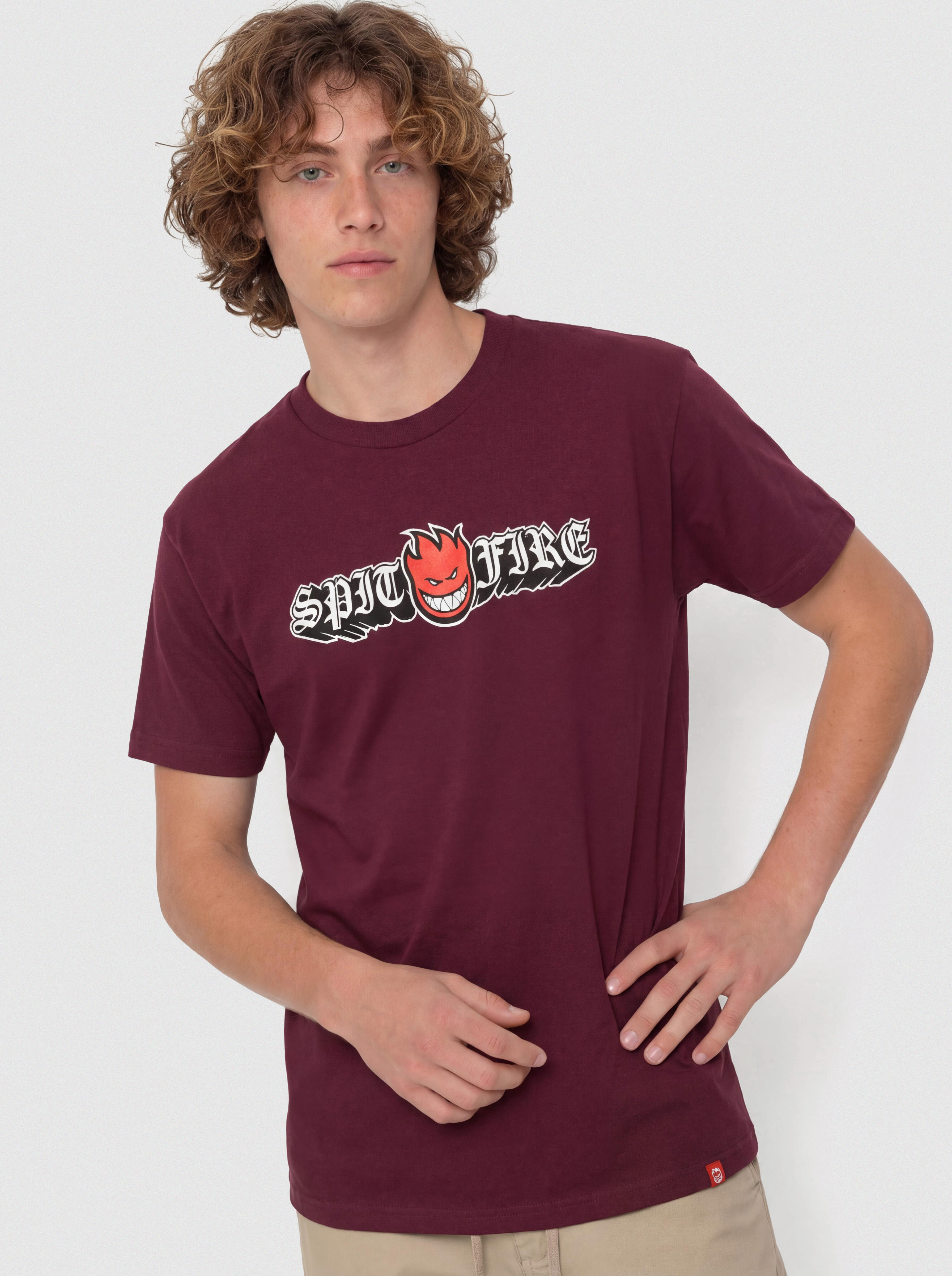 T-shirt Spitfire Old E Drop Bighead (burgundy w/red black & white print)