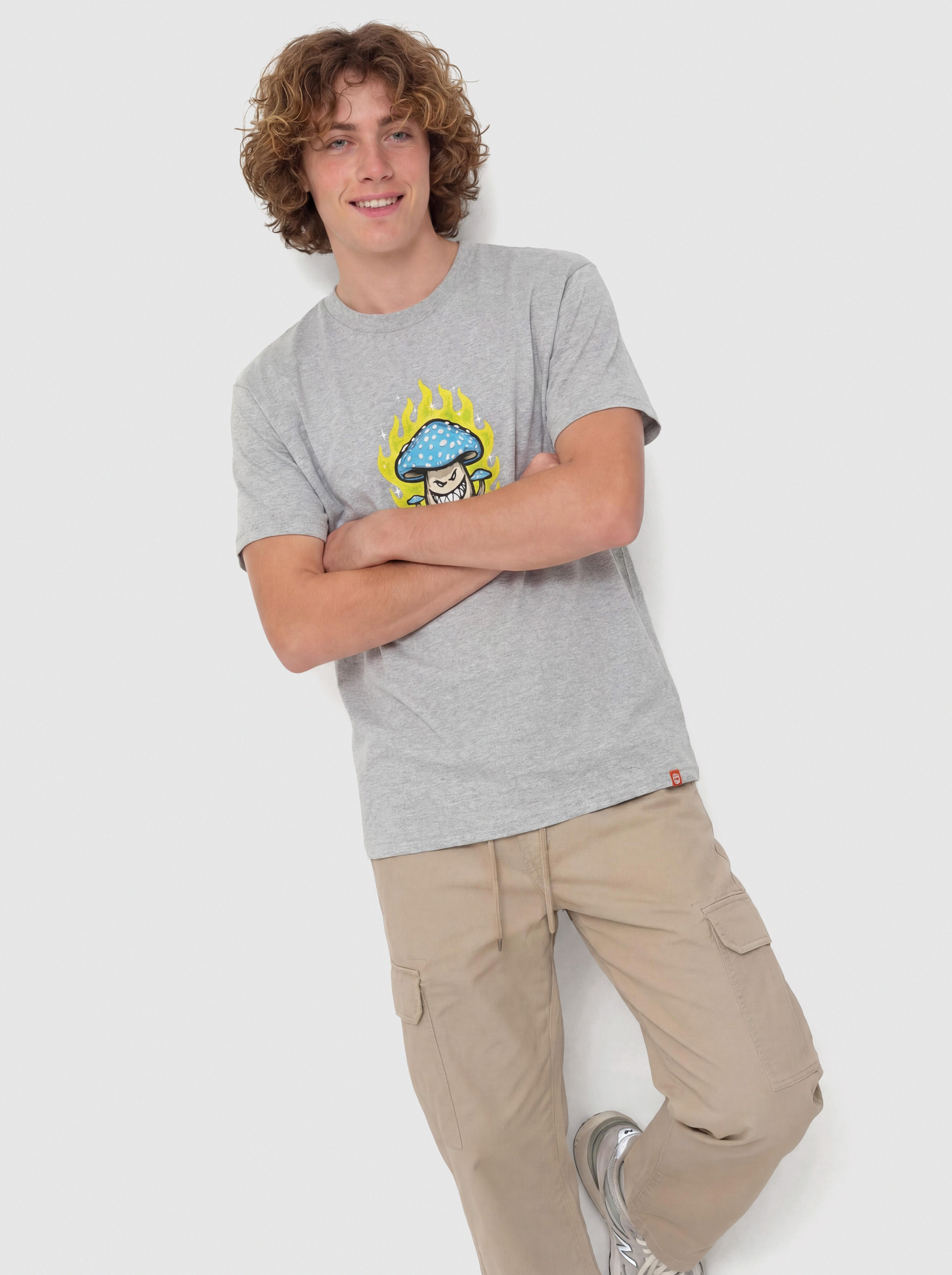 T-shirt Spitfire Mushroom Bighead (heather grey w/multi color print)