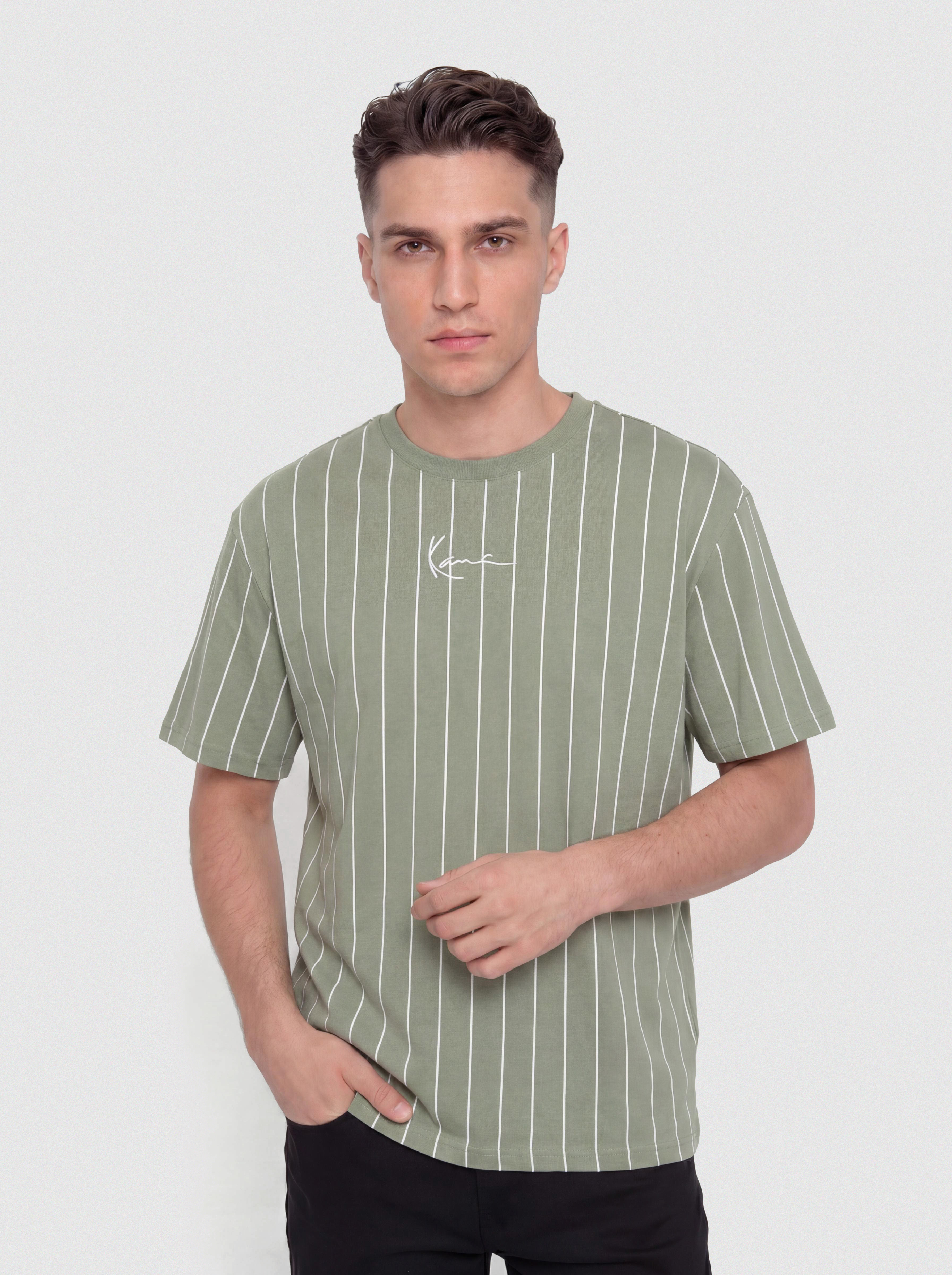 T-shirt Karl Kani Small Signature Pinstripe (green)
