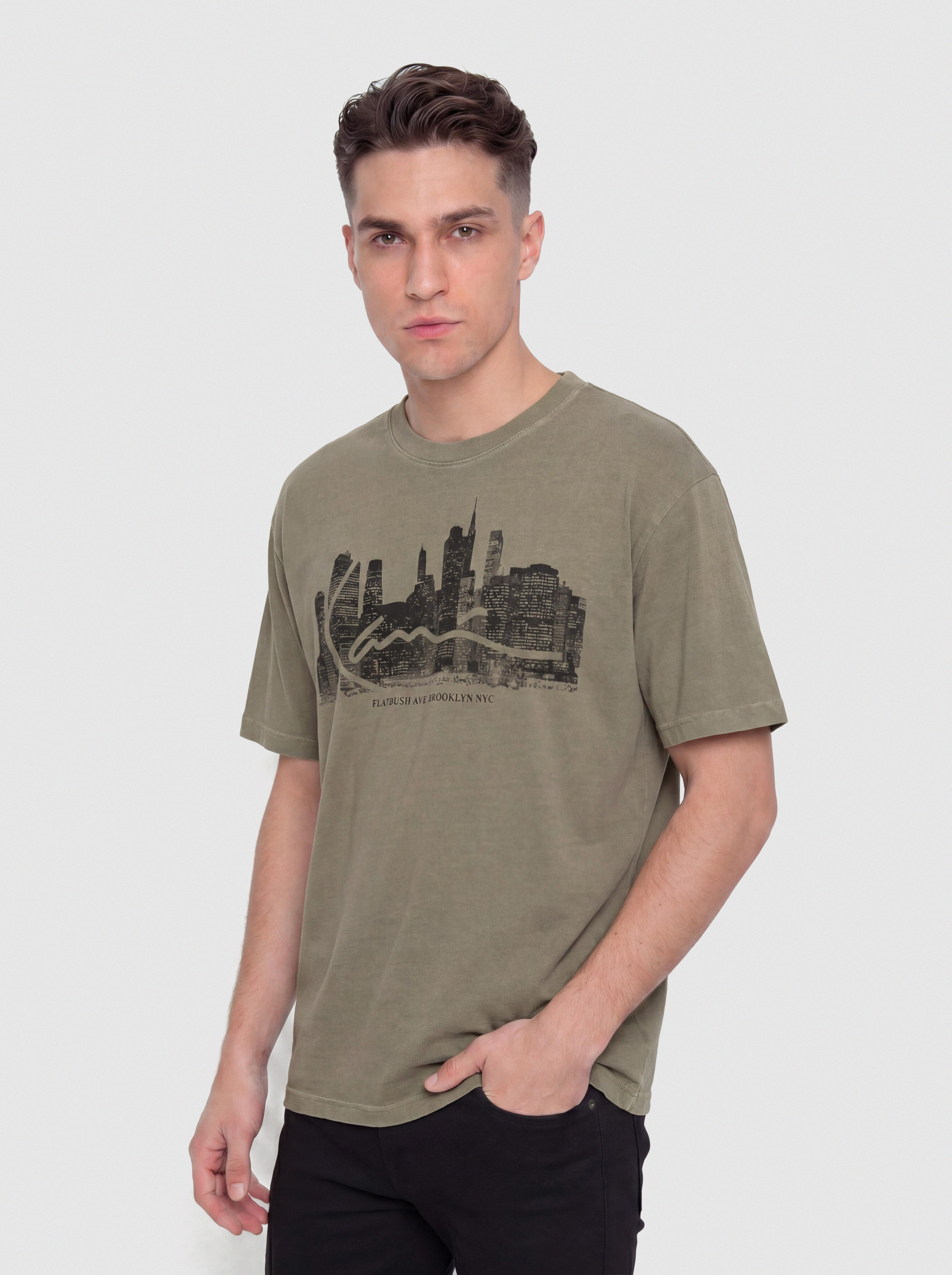 T-shirt Karl Kani Signature Skyline Washed Boxy (green)