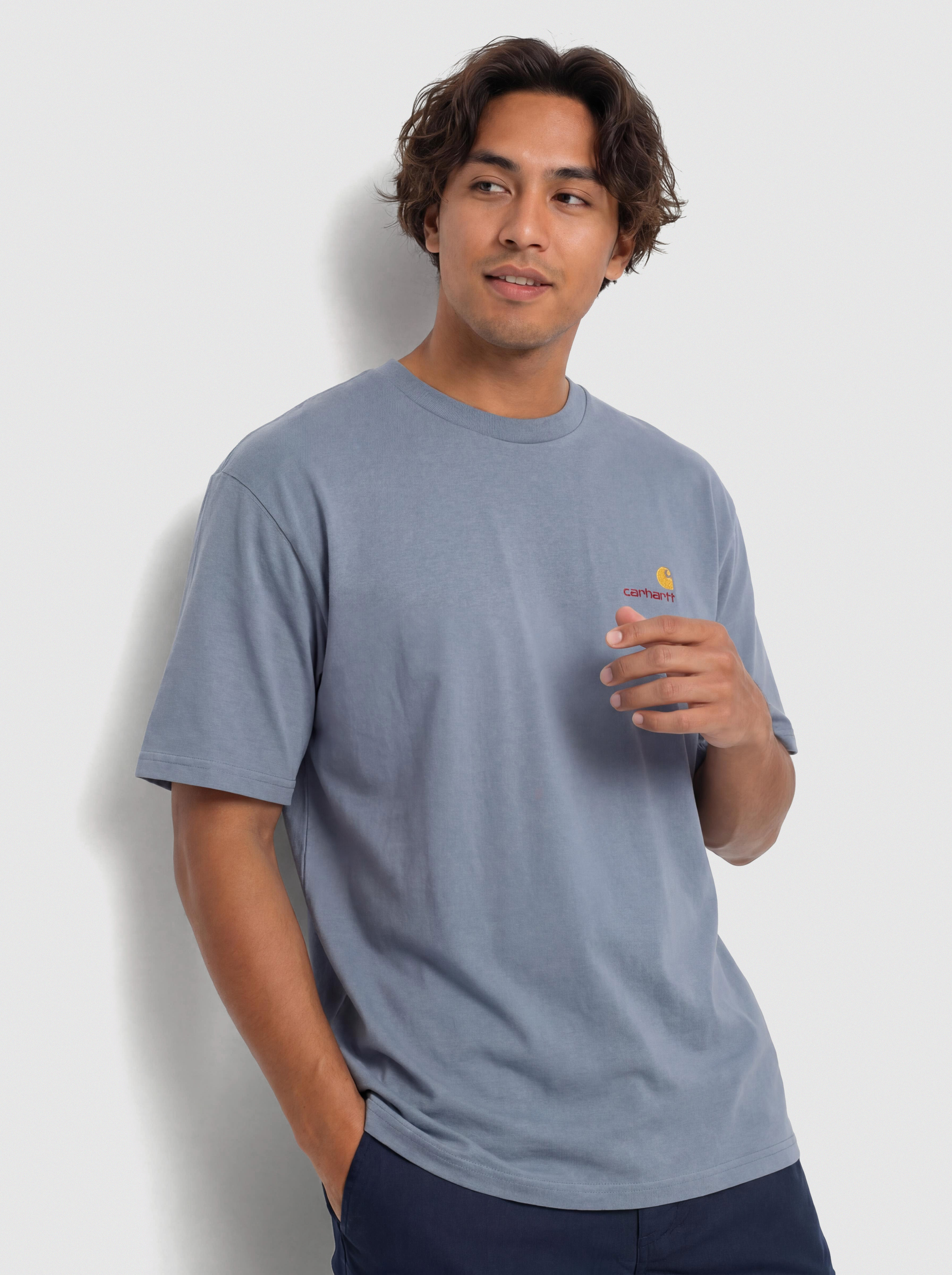 T-shirt Carhartt WIP American Script (shady blue)