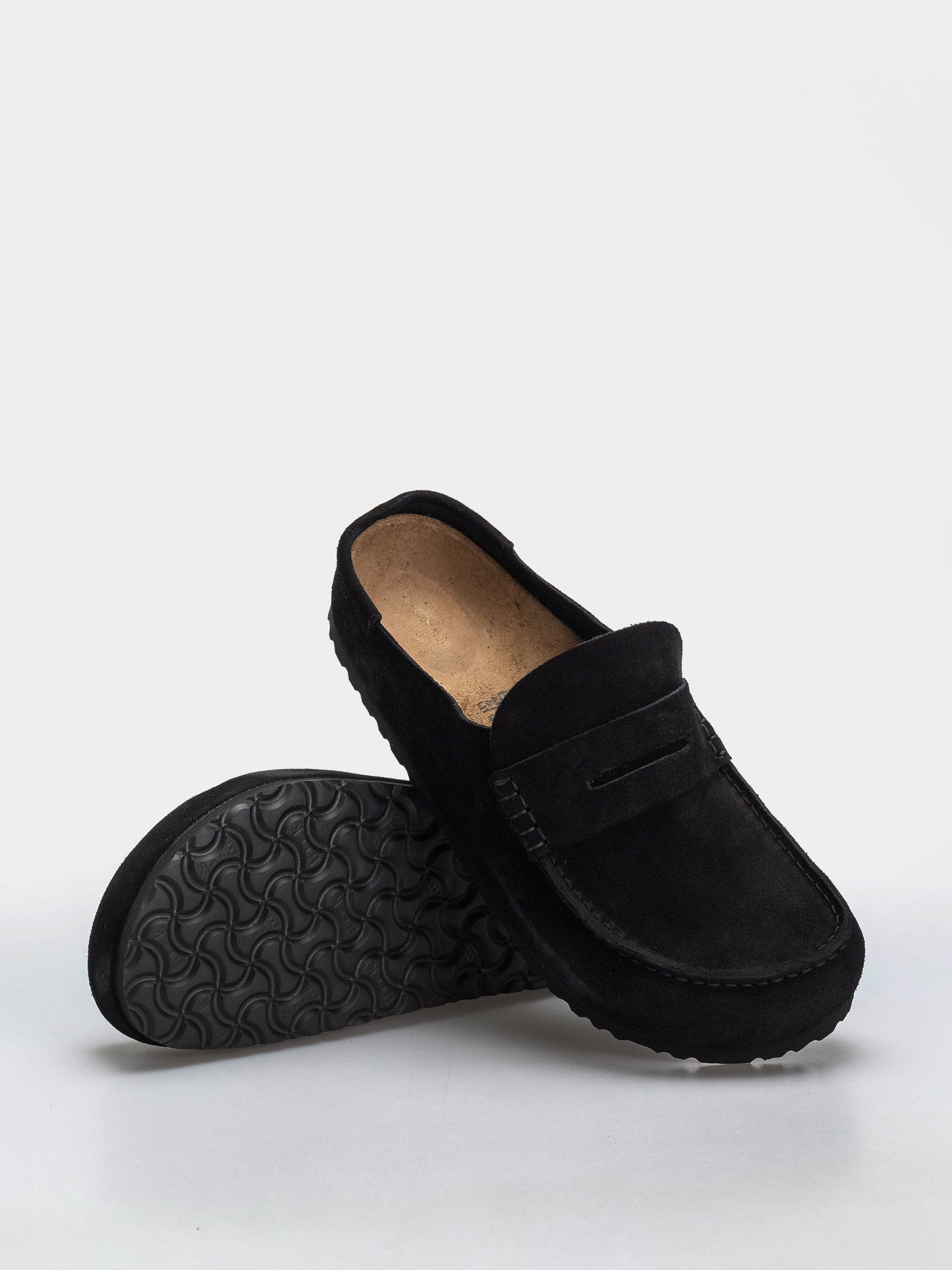 Klapki Birkenstock Naples Wrapped Suede Leather Regular (black)