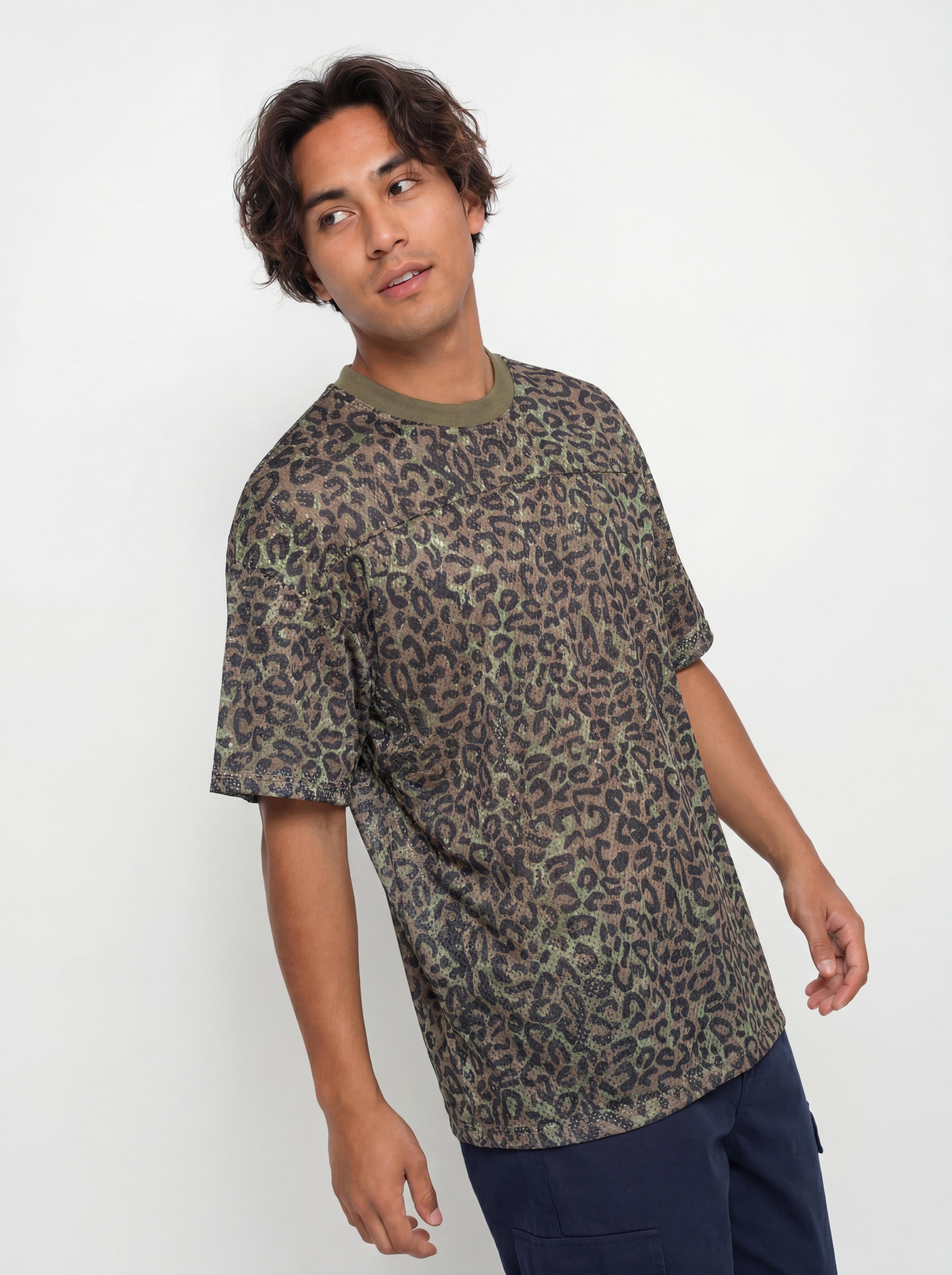 T-shirt Wasted Paris Cheetah Mesh Boxy (olive khaki camo)