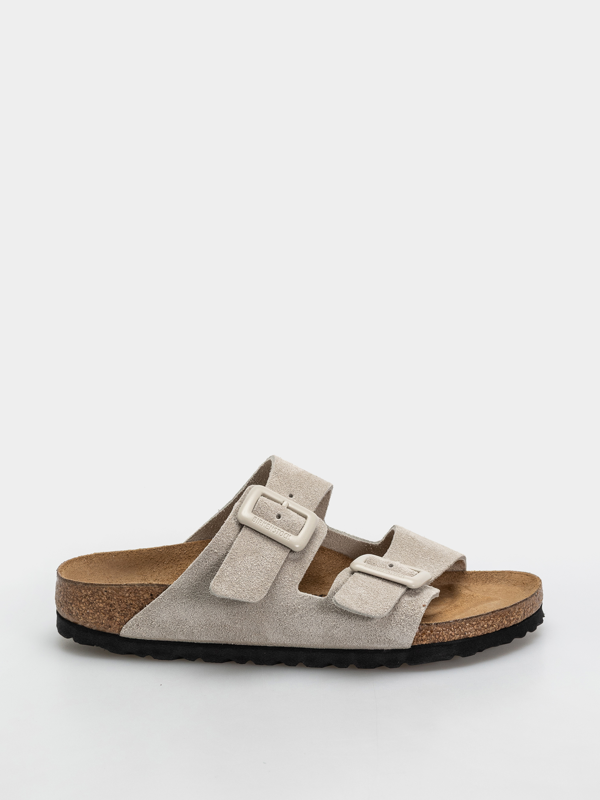 Klapki Birkenstock Arizona Suede Leather Cushion Buckle Narrow Wmn (oyster)
