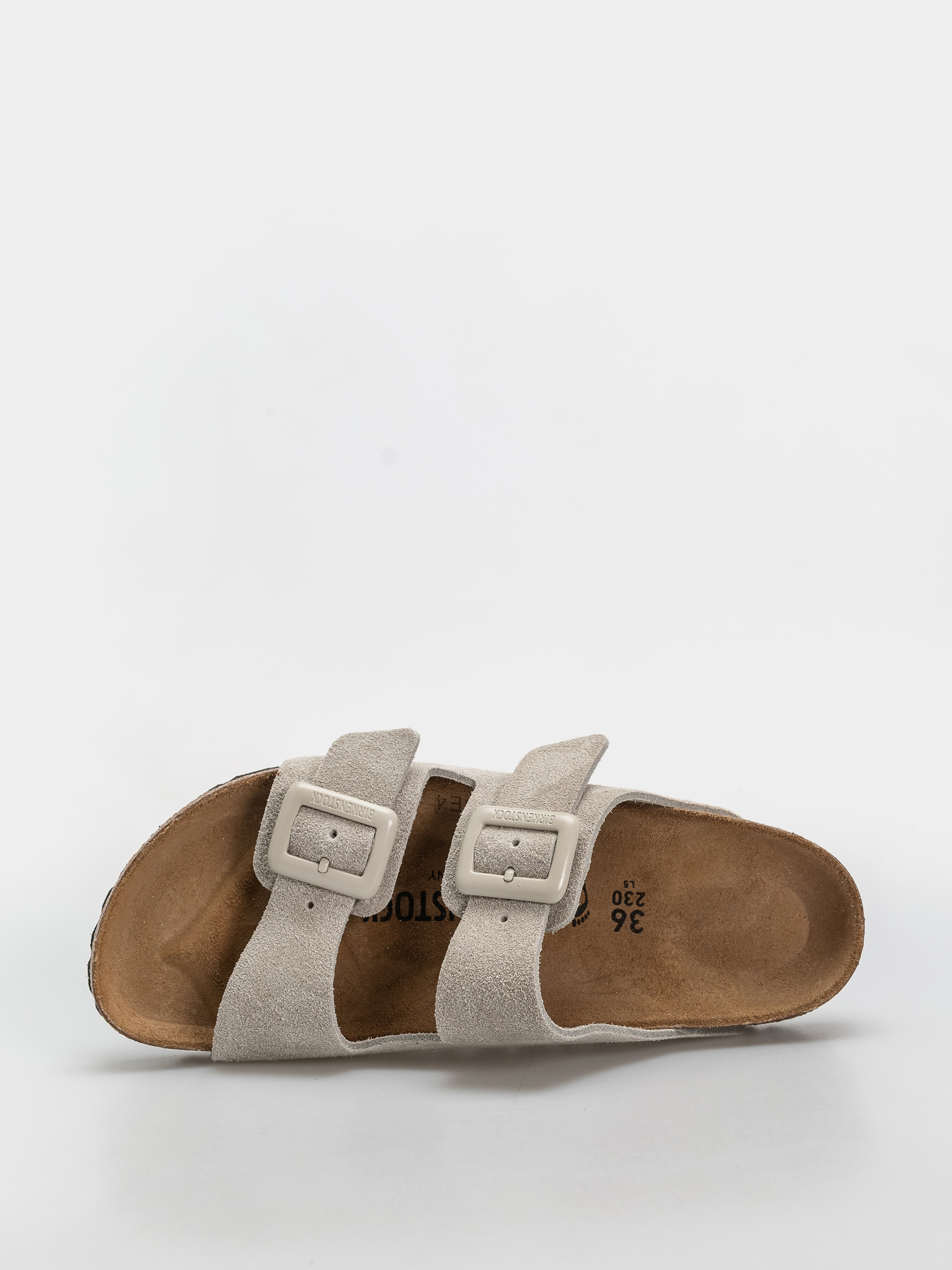 Klapki Birkenstock Arizona Suede Leather Cushion Buckle Narrow Wmn (oyster)