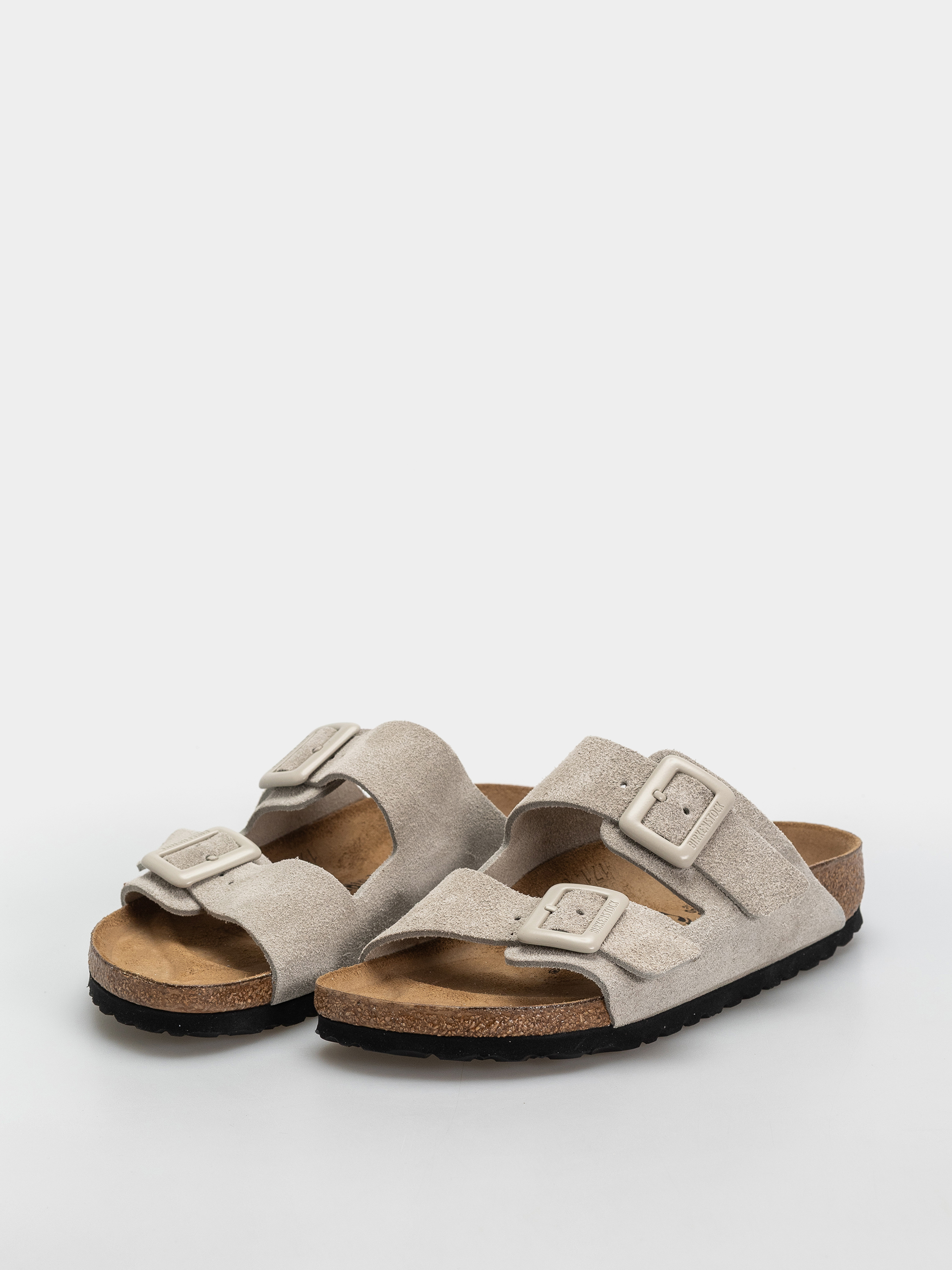 Klapki Birkenstock Arizona Suede Leather Cushion Buckle Narrow Wmn (oyster)