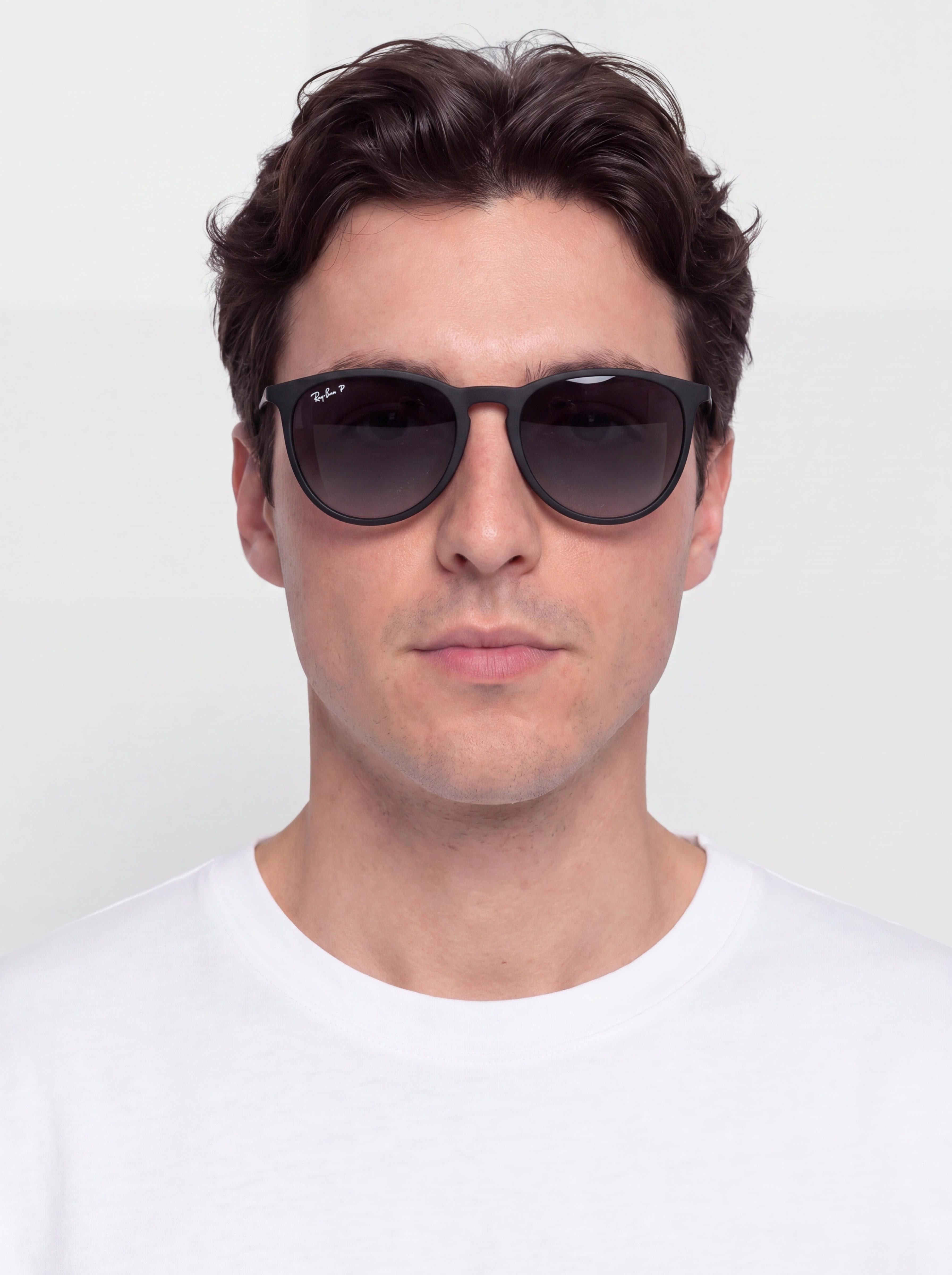 Okulary przeciwsłoneczne Ray-Ban Erika (matowy guma czarny/polaryzacyjne szary)