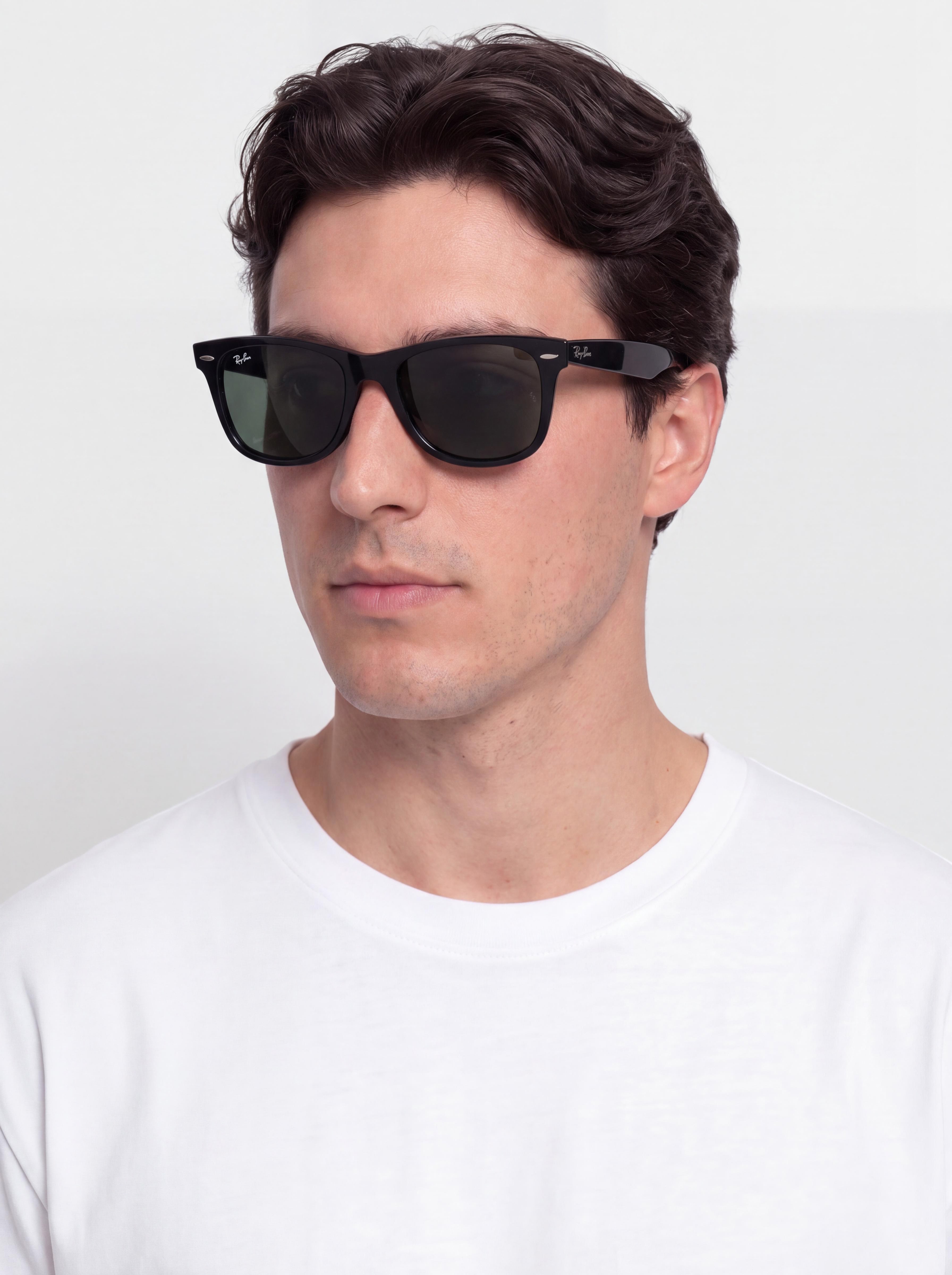 Okulary przeciwsłoneczne Ray-Ban Original Wayfarer Classic (polerowany czarny/zielone g-15)