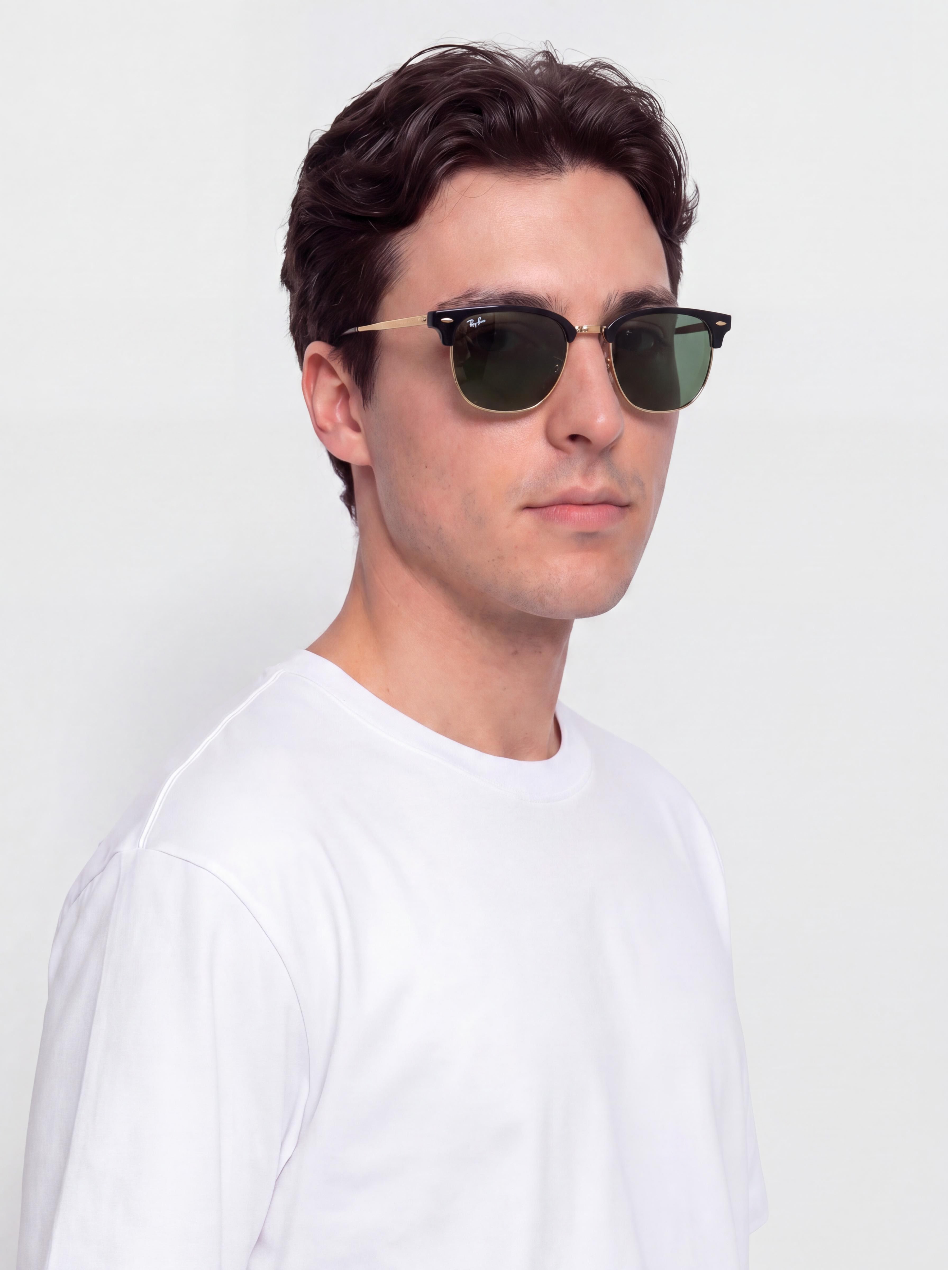 Okulary przeciwsłoneczne Ray-Ban New Clubmaster (polerowany czarno-złote/zielony)