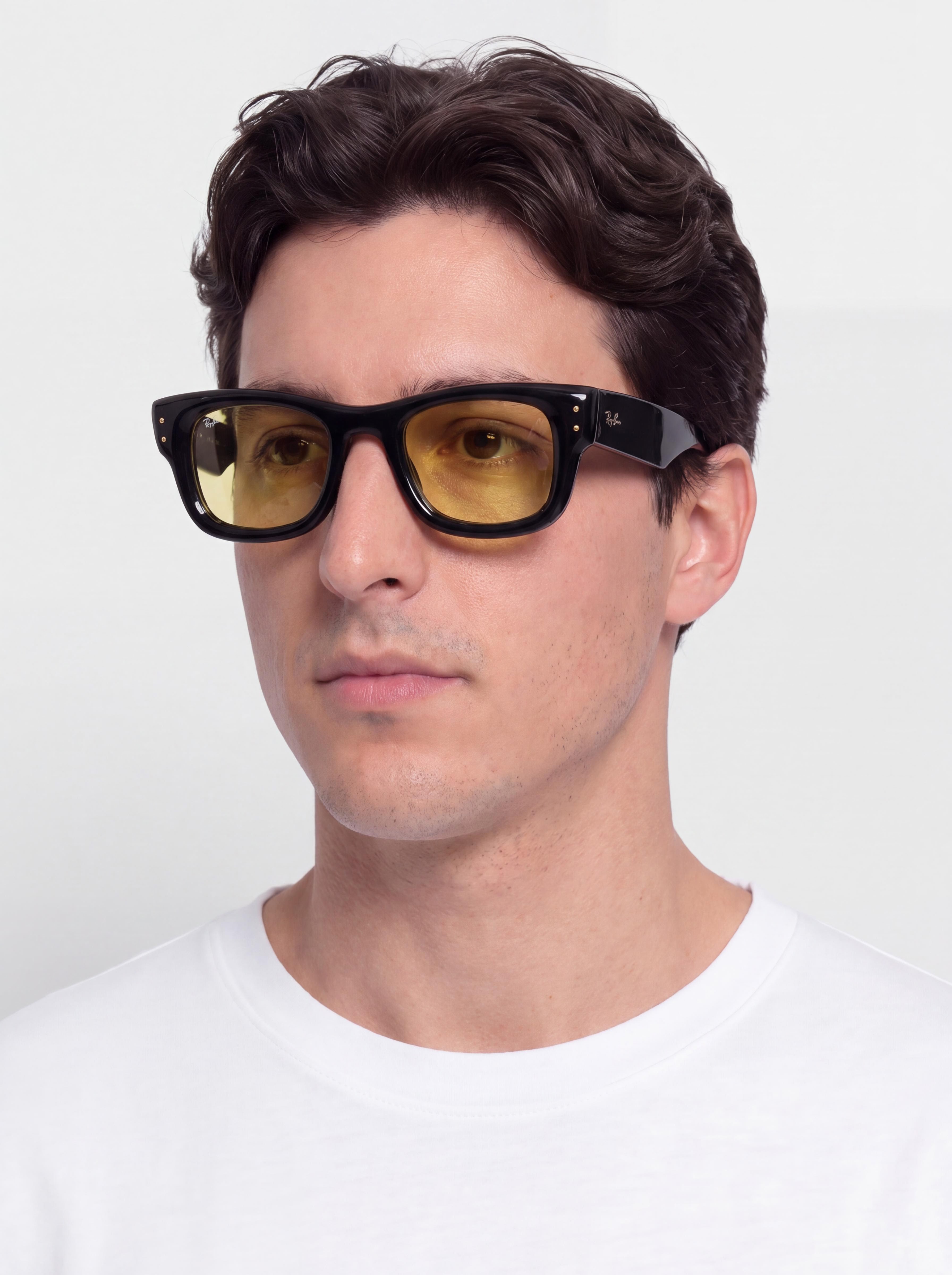 Okulary przeciwsłoneczne Ray-Ban Wayfarer Puffer (polerowany czarny/żółty)