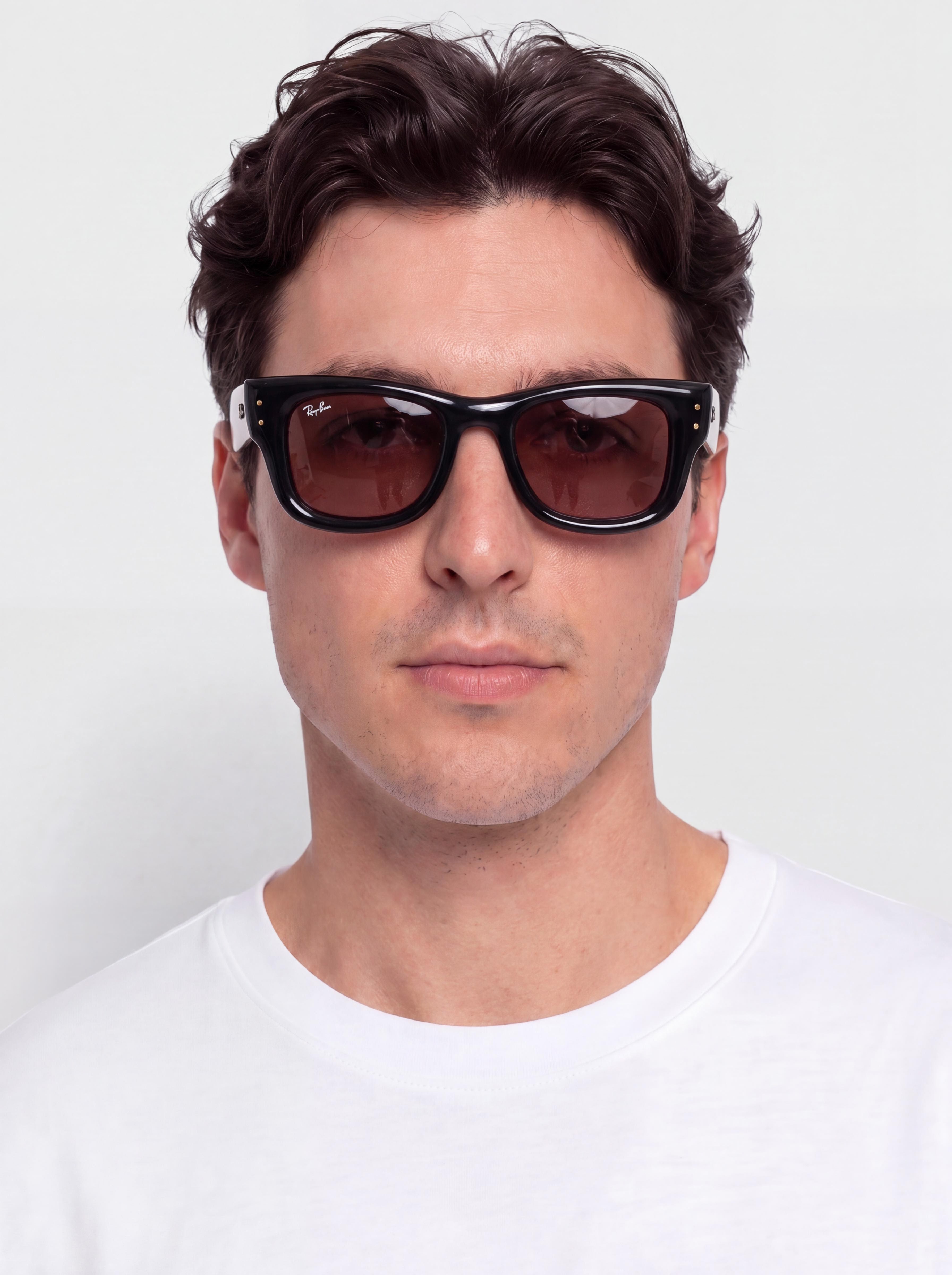 Okulary przeciwsu0142oneczne Ray-Ban Wayfarer Puffer (polerowany czarny/ciemnofioletowe)