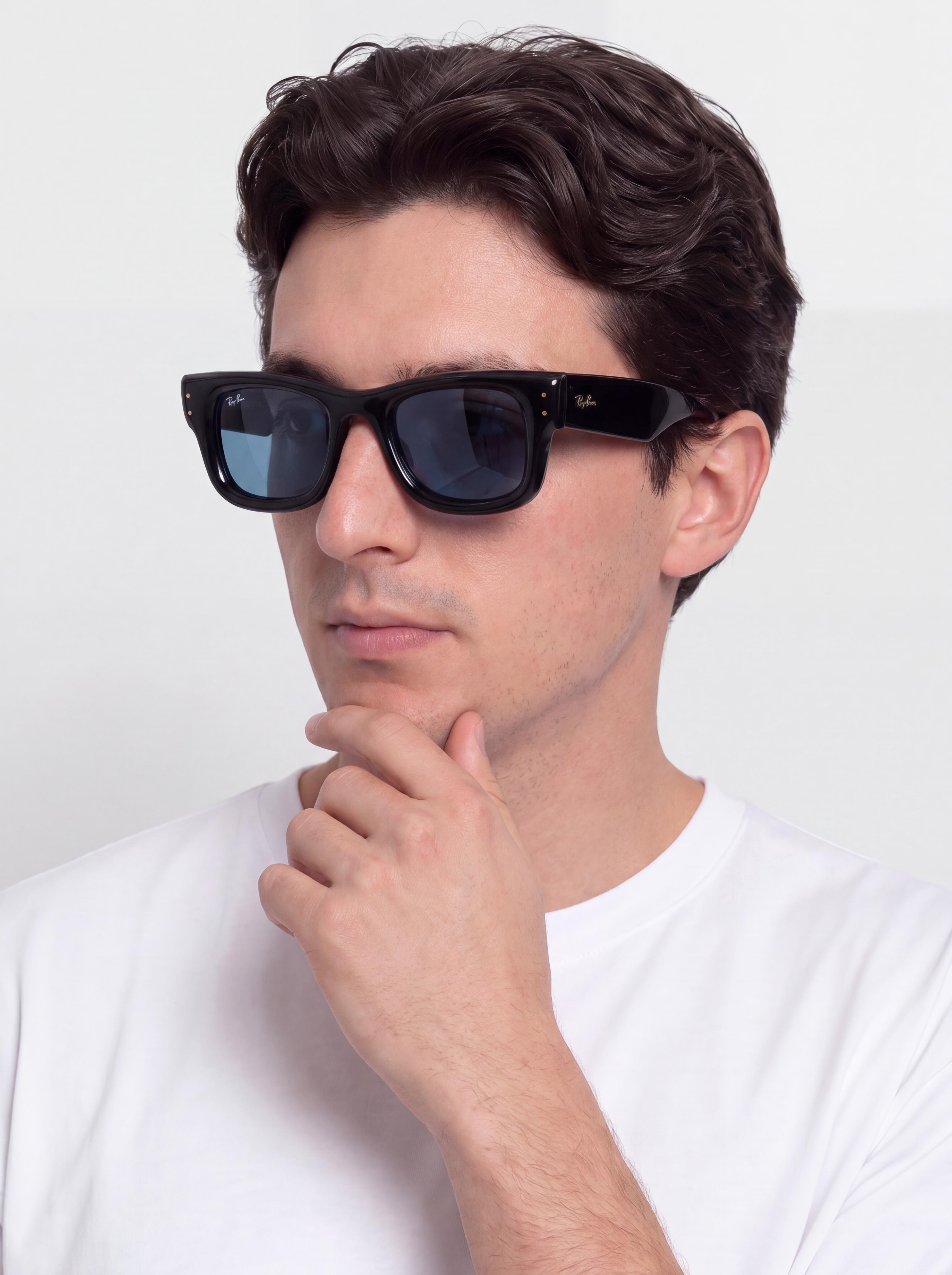 Okulary przeciwsłoneczne Ray-Ban Wayfarer Puffer (polerowany czarny/ciemnoniebieski)
