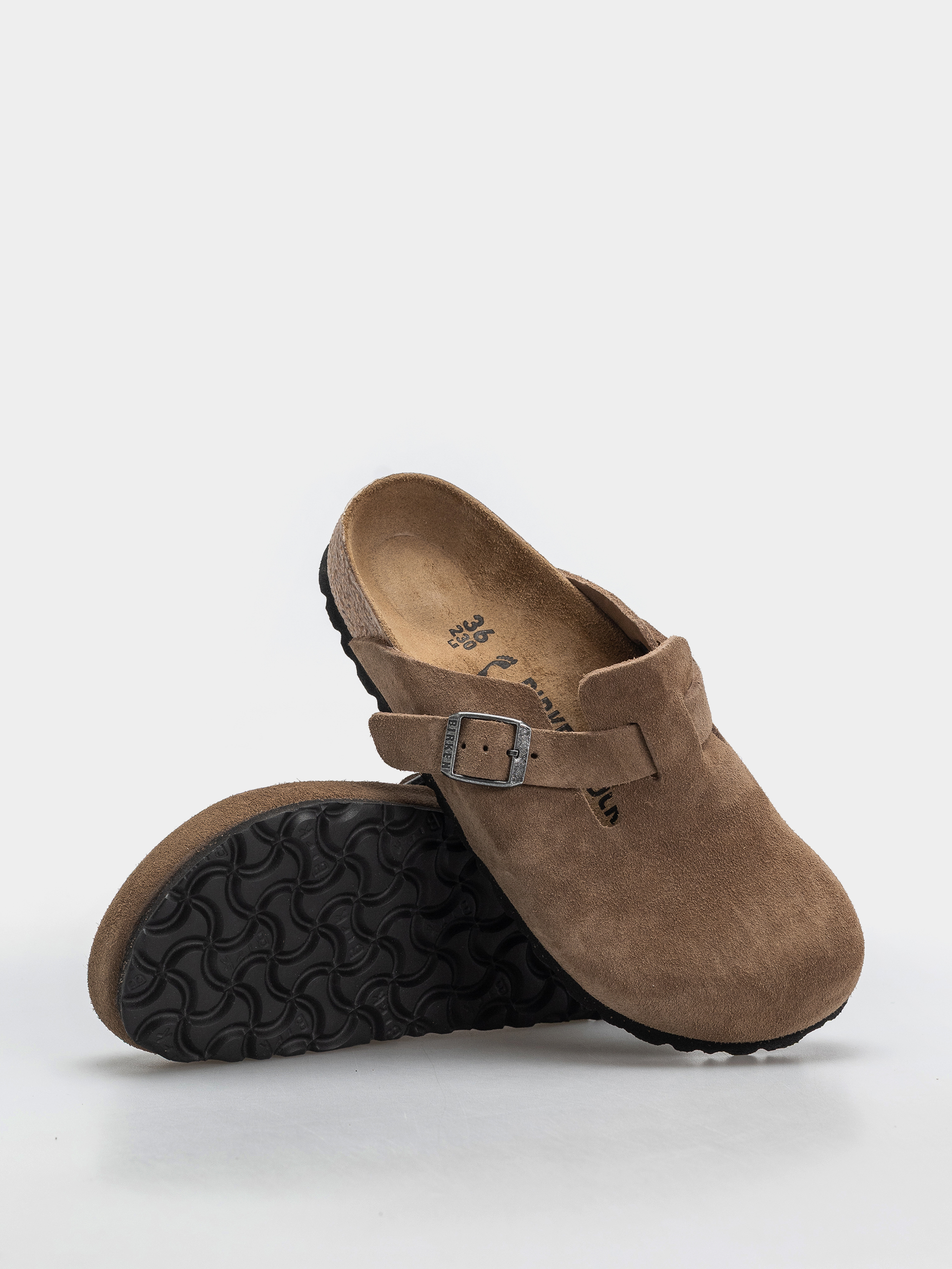 Klapki Birkenstock Boston Suede Leather Narrow (dark tea)