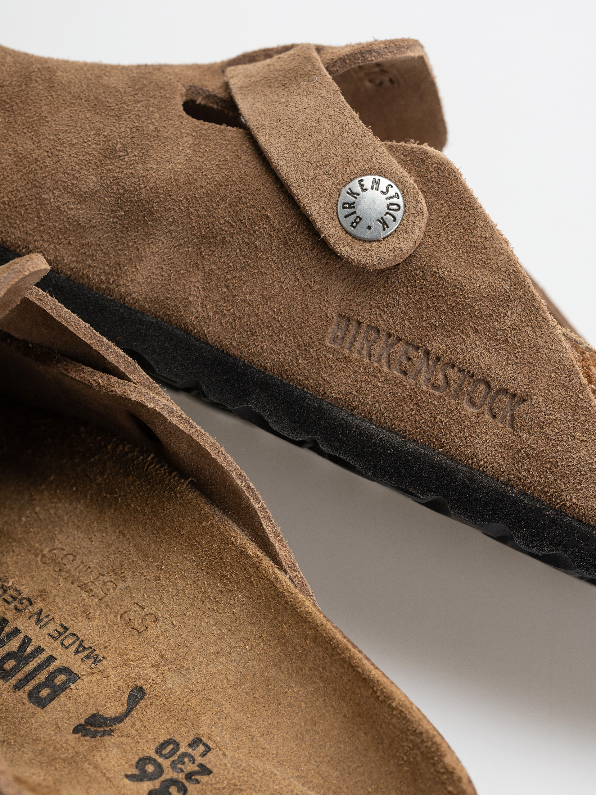 Klapki Birkenstock Boston Suede Leather Narrow (dark tea)