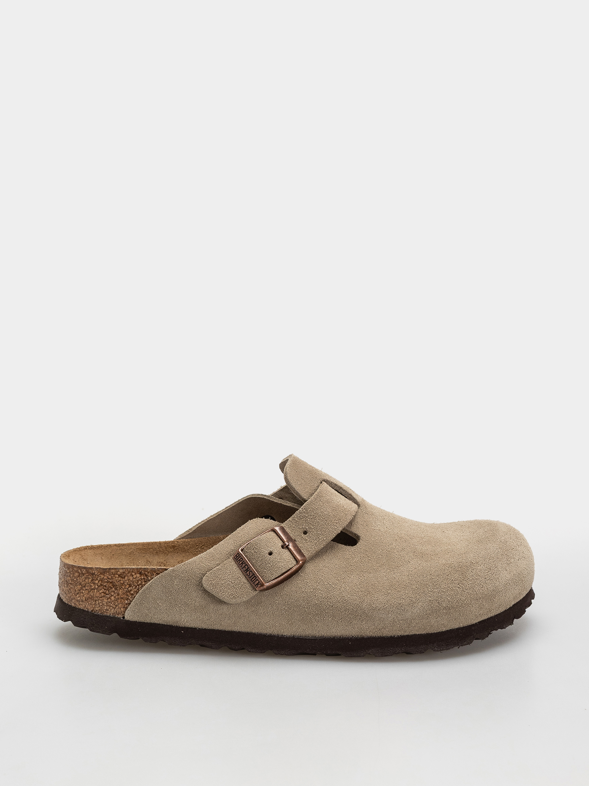 Klapki Birkenstock Boston Soft Footbed Suede Leather Narrow (taupe)