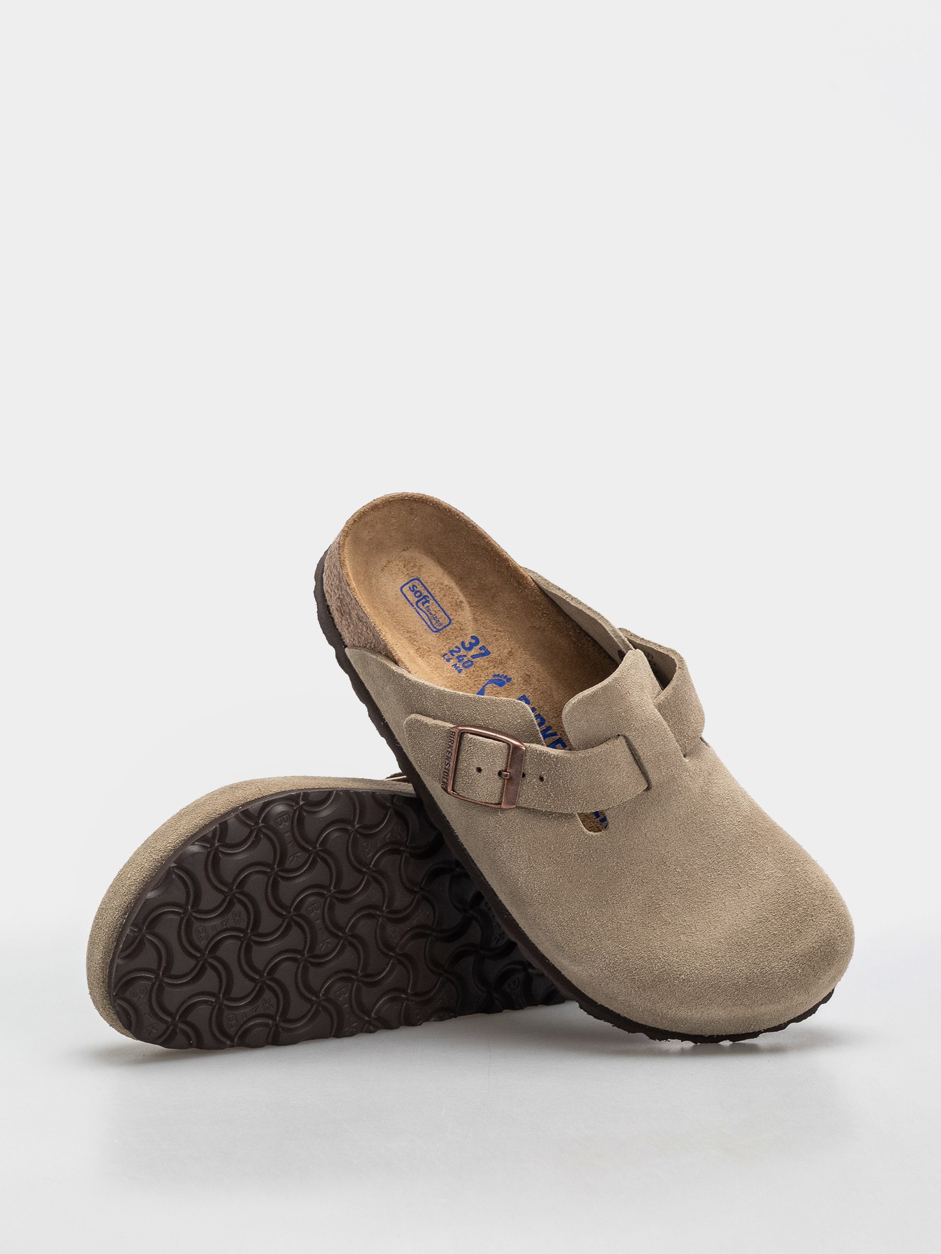 Klapki Birkenstock Boston Soft Footbed Suede Leather Narrow (taupe)